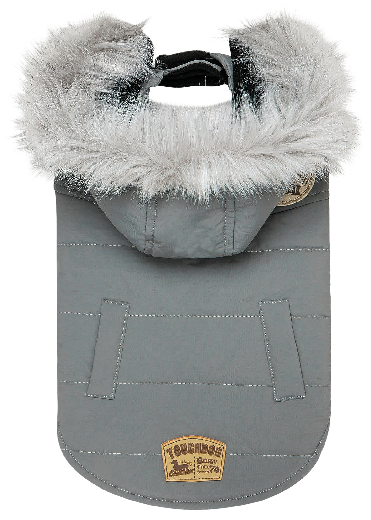 Image of Touchdog Eskimo-Swag Duck-Down Insulated Winter Coat Parka for Dogs - Grey - Large