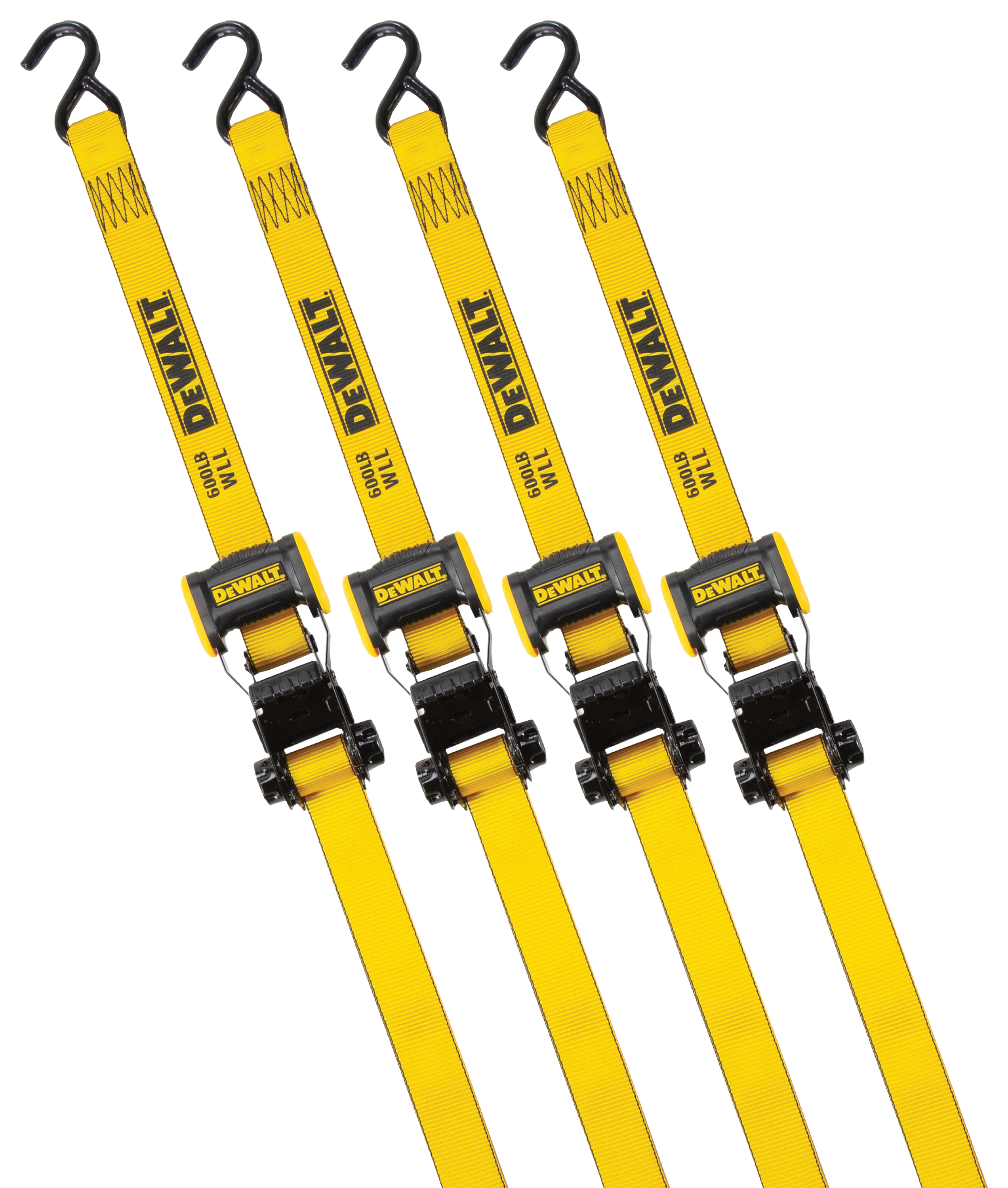 Image of DeWalt 12' Ratchet Tie-Down Straps with 1800-Lb. Break Strength - 4 Pack