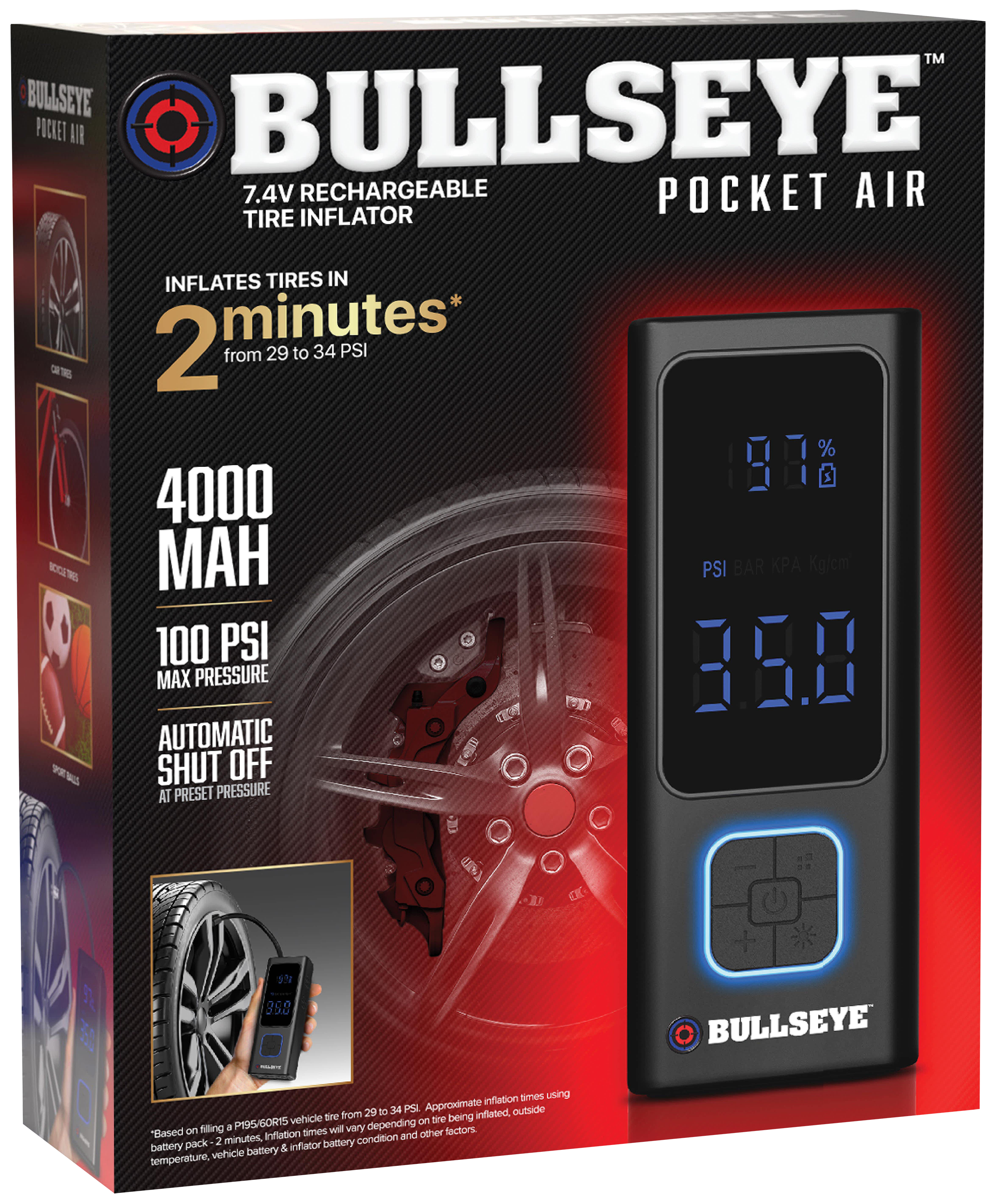 Image of Bullseye Pocket Air Mini 7.4V Rechargeable Tire Inflator
