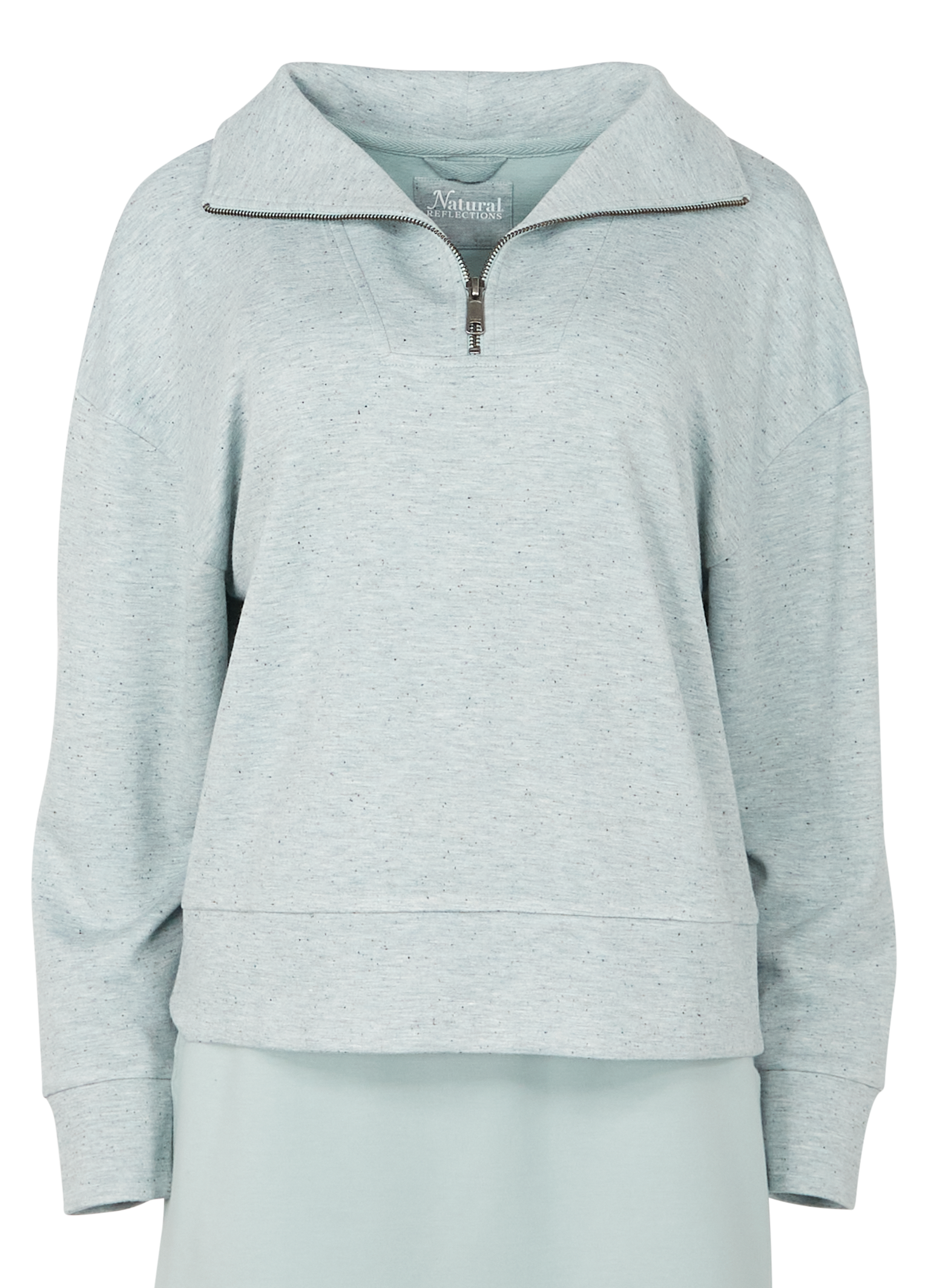 Image of Natural Reflections Soft Haven Scuba Quarter-Zip Sweatshirt - Mist Grey Fleck