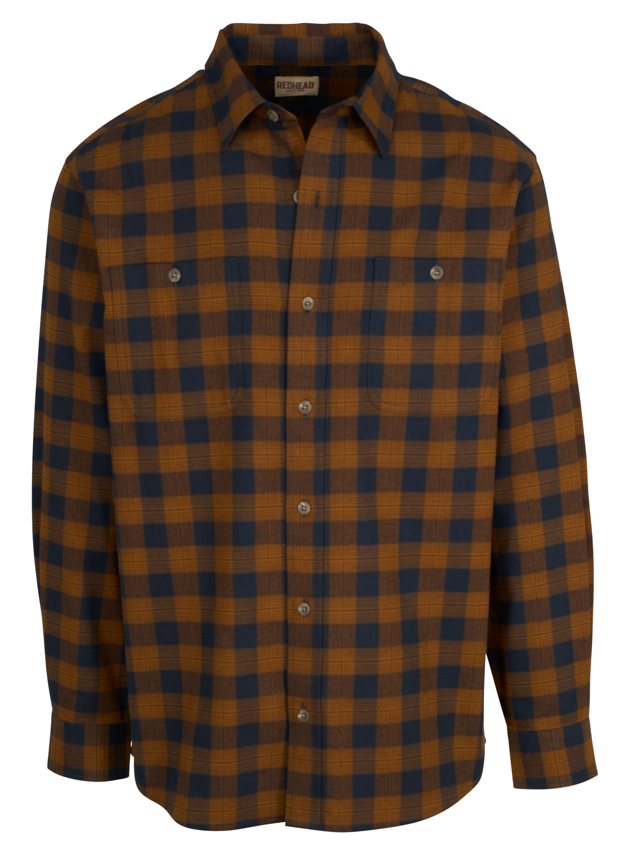 Image of RedHead Ozark Mountain Flannel Long-Sleeve Button-Up Shirt for Men - Bark Plaid - 2XL