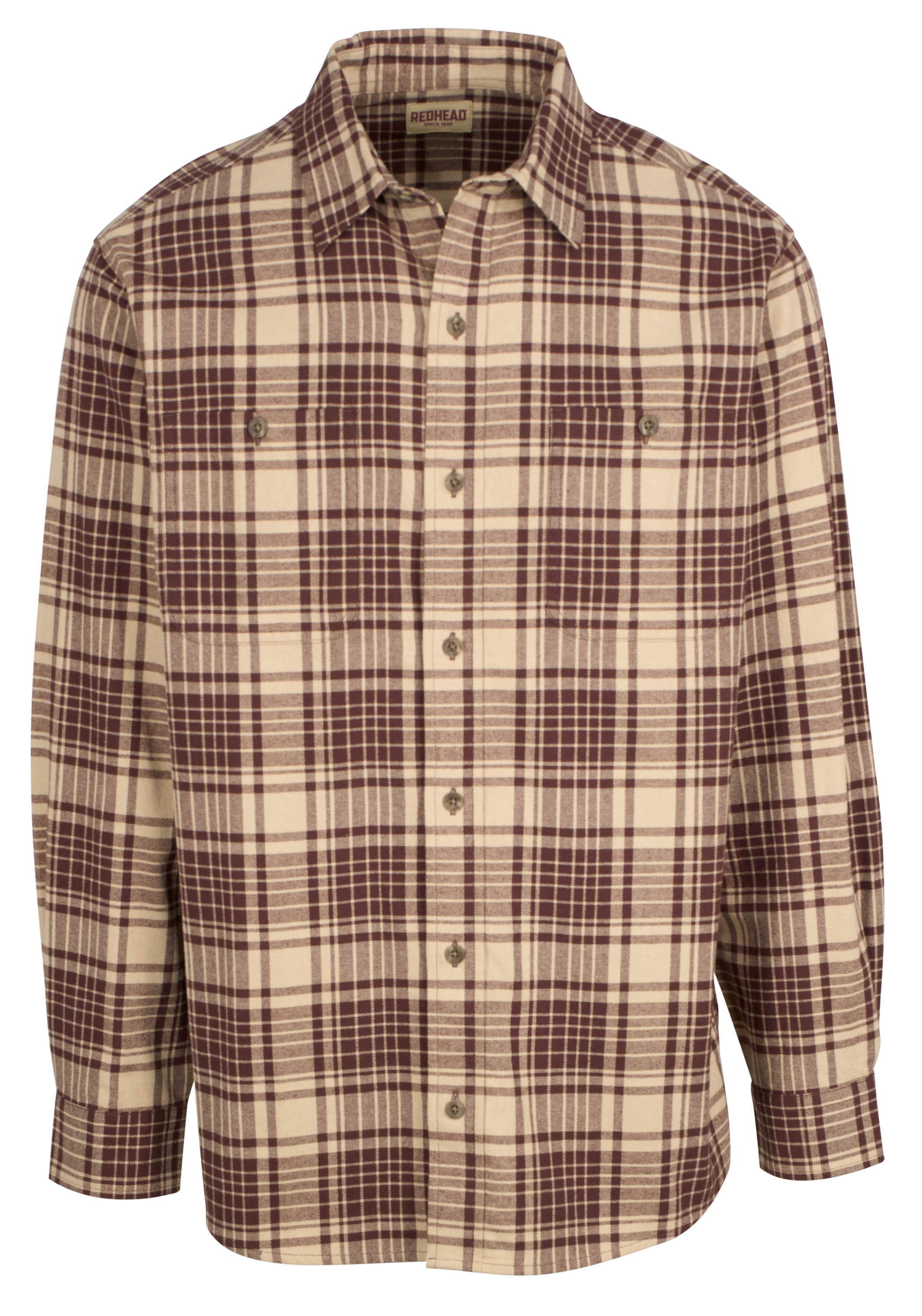 Image of RedHead Ozark Mountain Flannel Long-Sleeve Button-Up Shirt for Men - Dune Plaid - 4XL