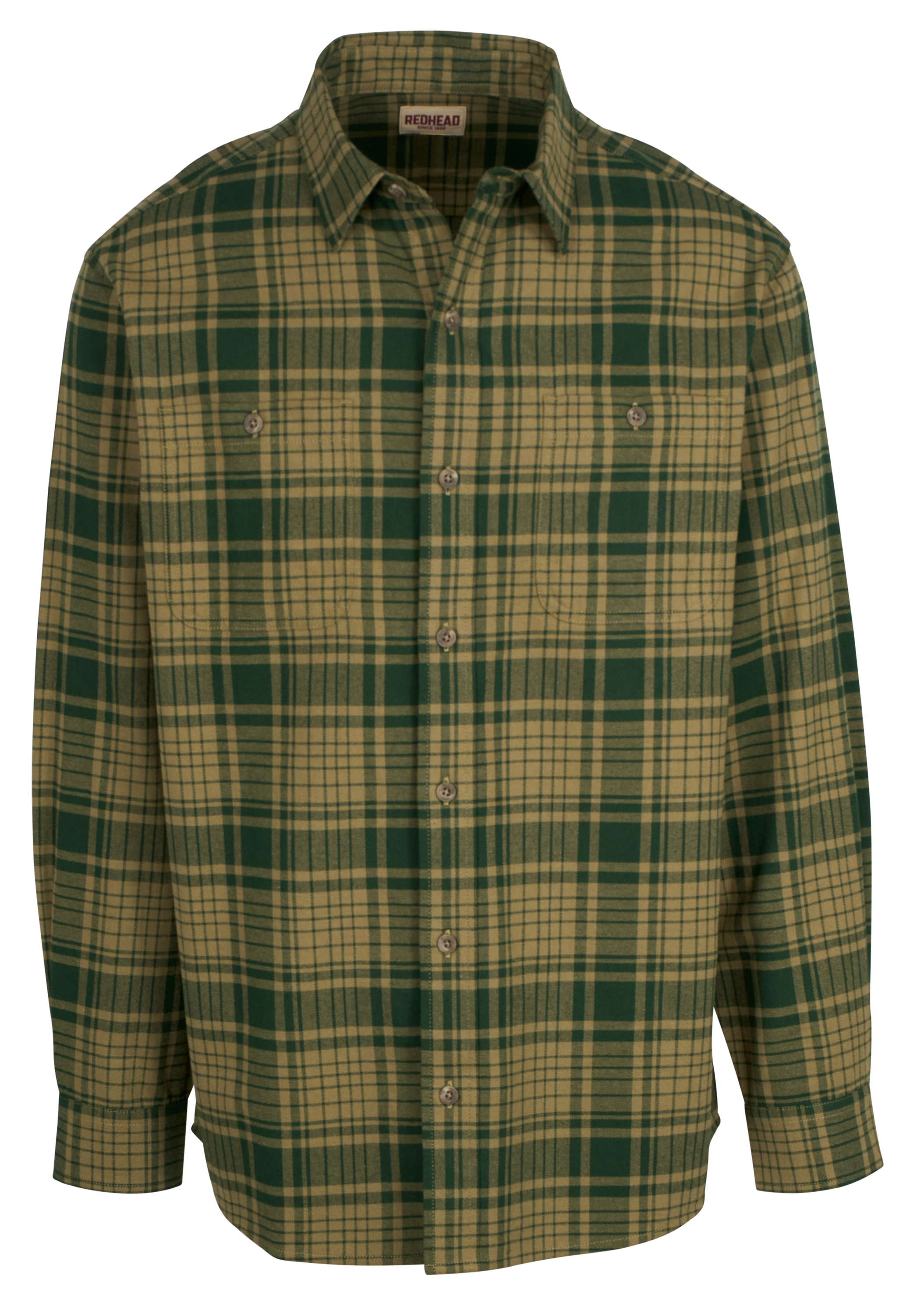 Image of RedHead Ozark Mountain Flannel Long-Sleeve Button-Up Shirt for Men - Forest Plaid - 2XL