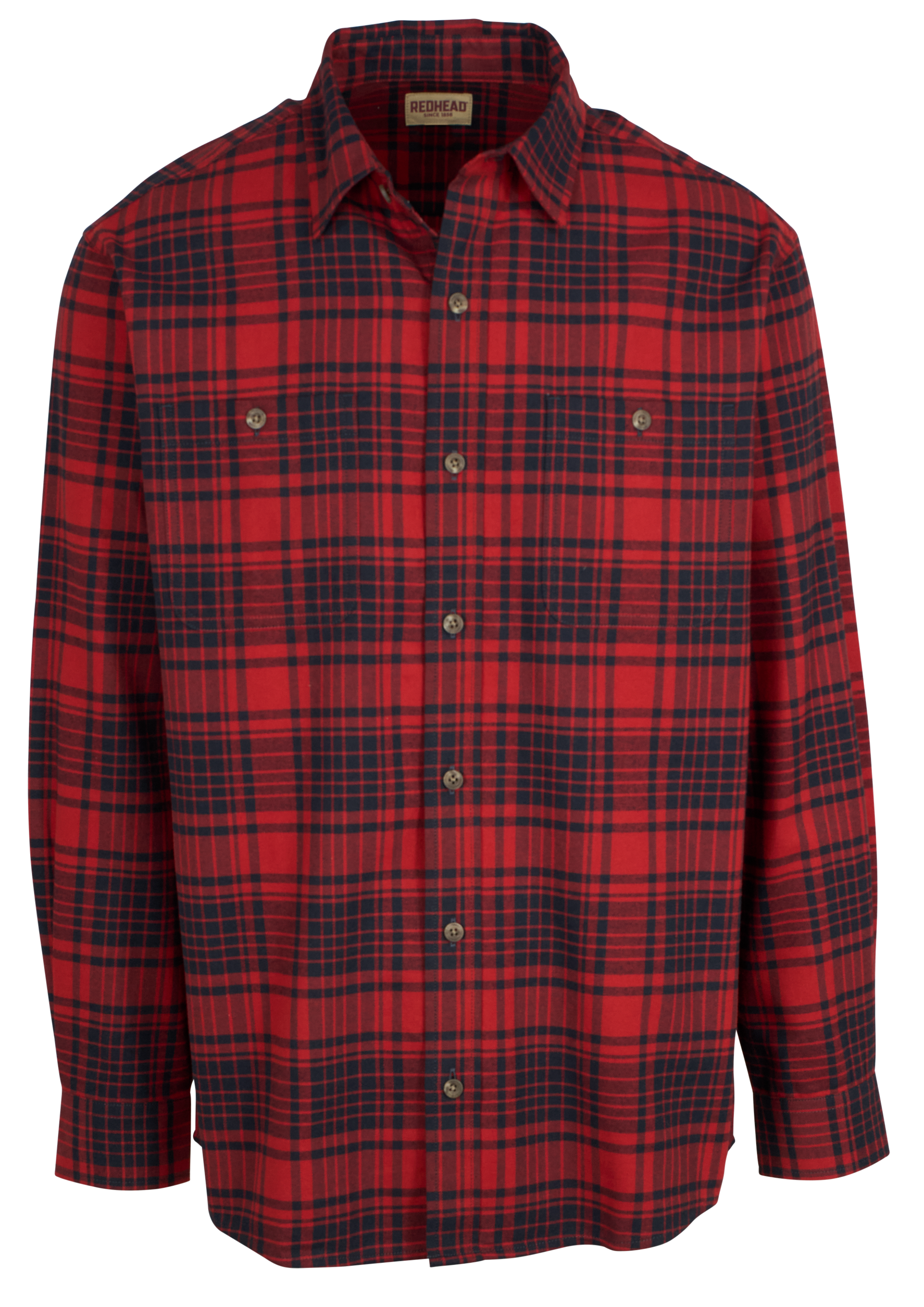 Image of RedHead Ozark Mountain Flannel Long-Sleeve Button-Up Shirt for Men - Red Orche Plaid - LT