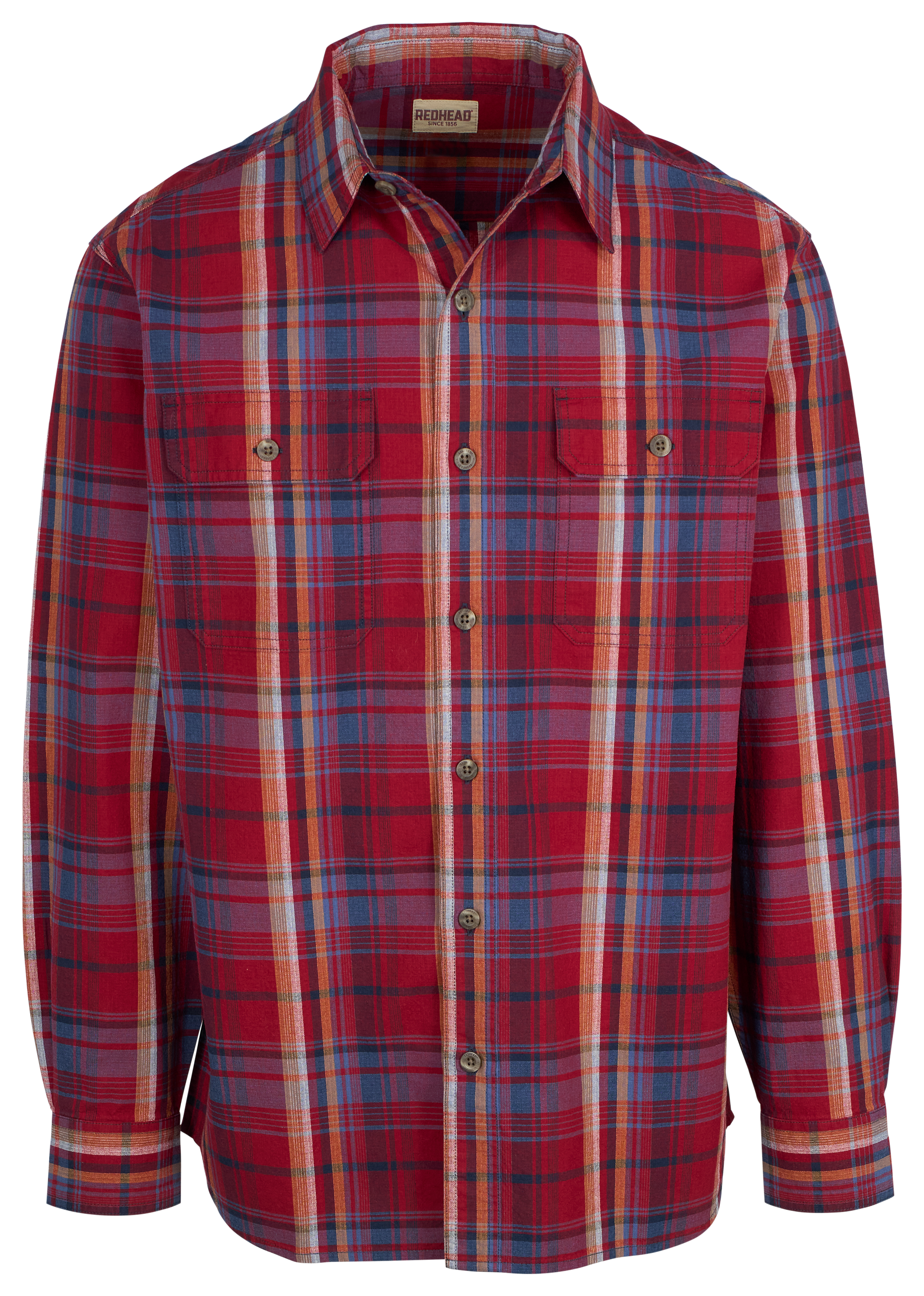 Image of RedHead Rock Creek Ripstop Plaid Long-Sleeve Shirt for Men - Scarlet Plaid