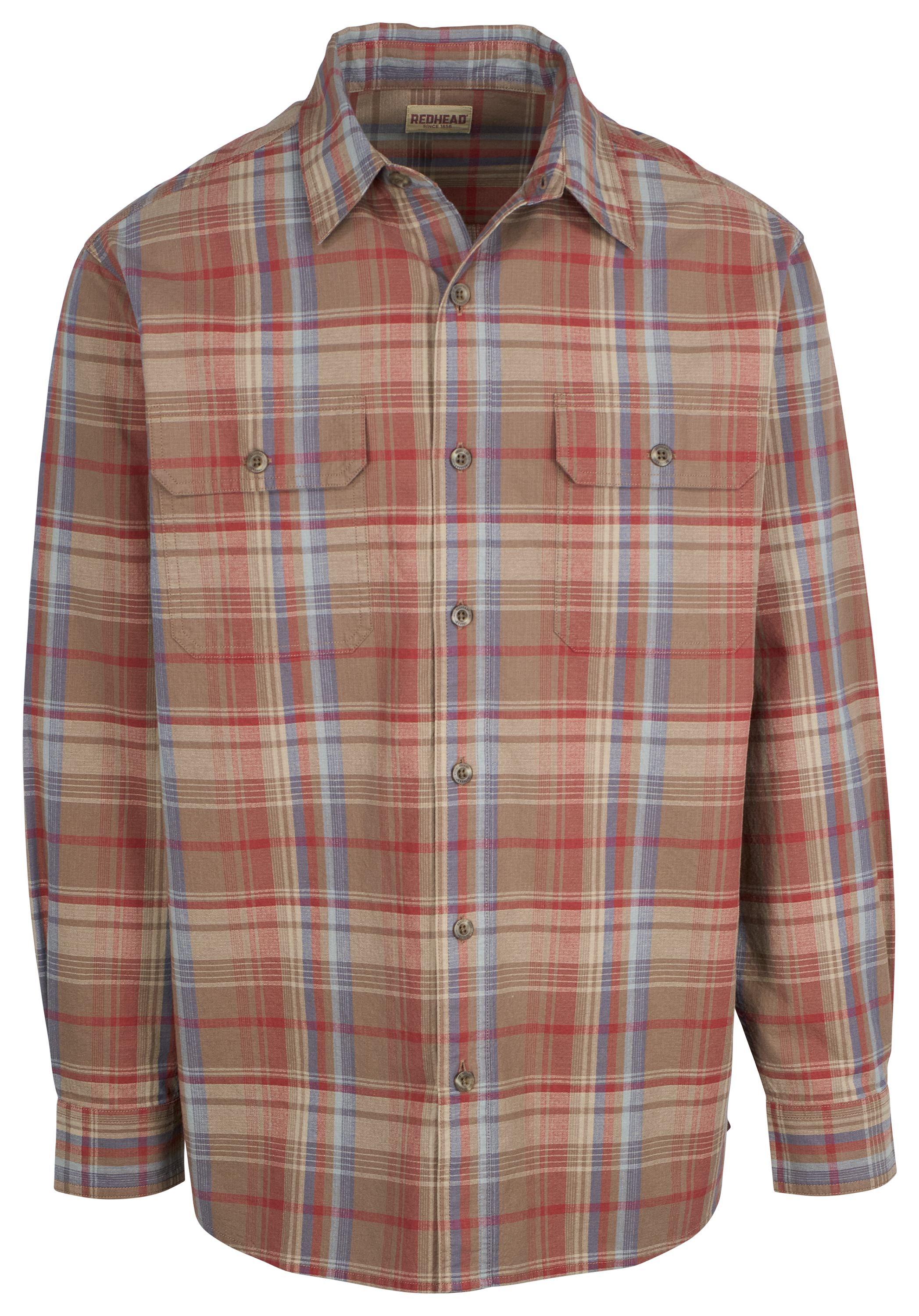 Image of RedHead Rock Creek Ripstop Plaid Long-Sleeve Shirt for Men - Pumice Plaid