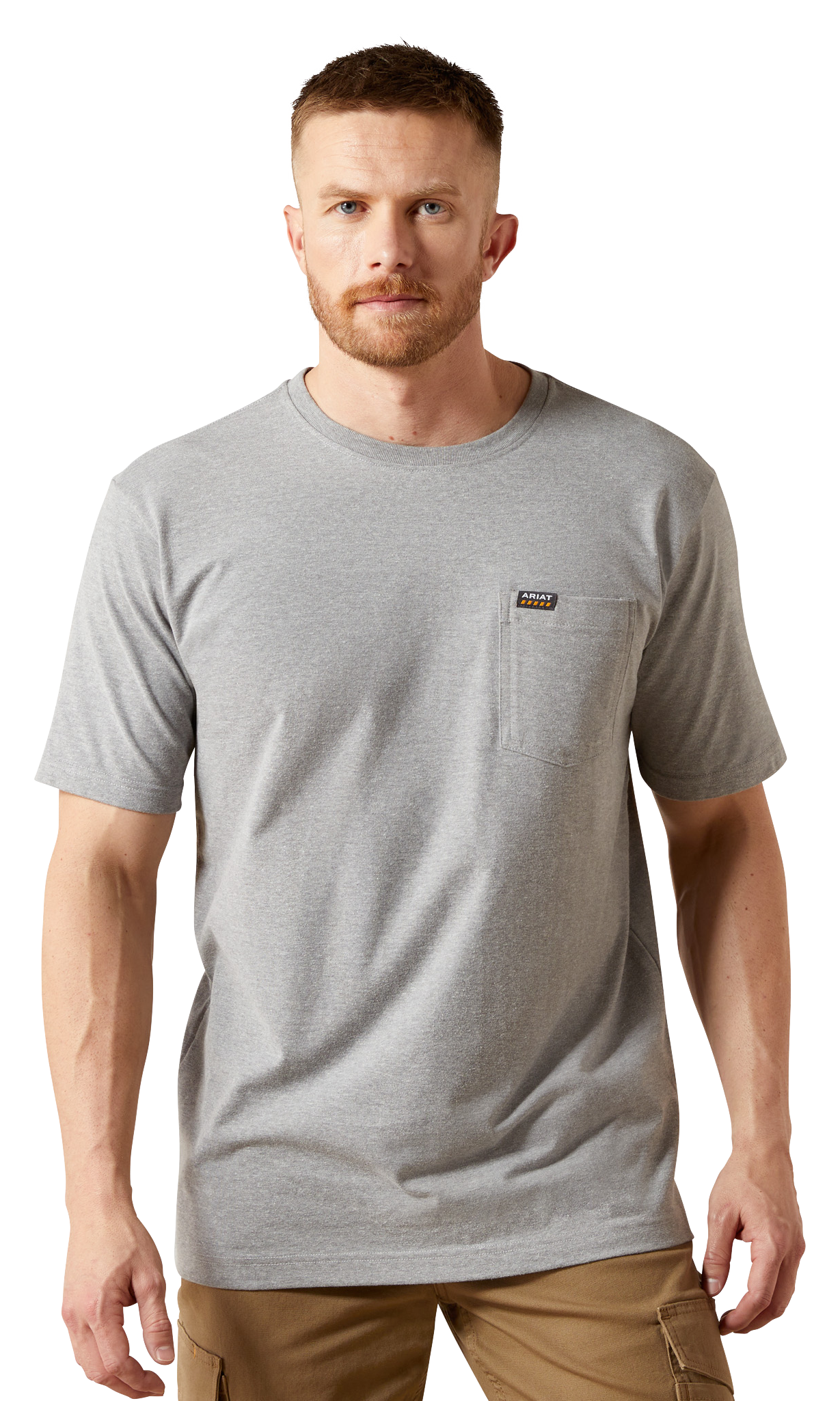Men's Rebar Cotton Strong Standard Pocket T-Shirt in Heather Grey, Size: Small by Ariat