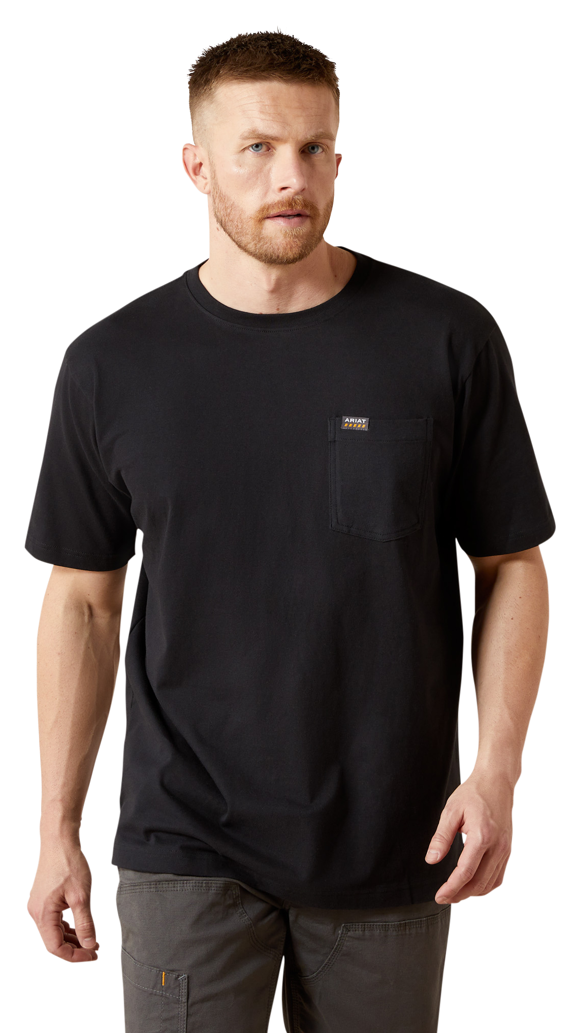 Image of Ariat Rebar Cotton Strong Standard Pocket Short-Sleeve T-Shirt for Men - Black - 2XL