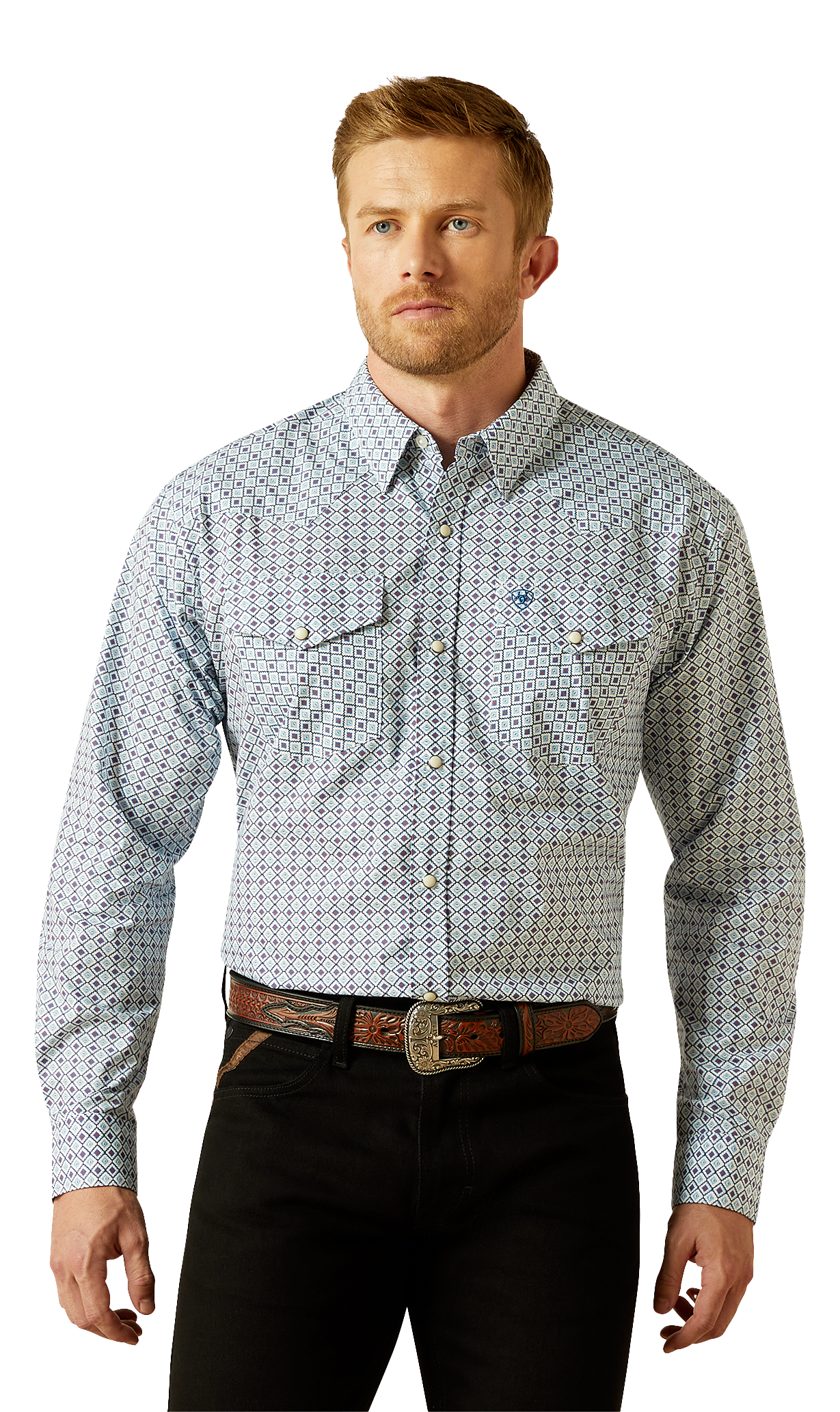 Image of Ariat Sherwyn Snap-Front Long-Sleeve Shirt for Men - White