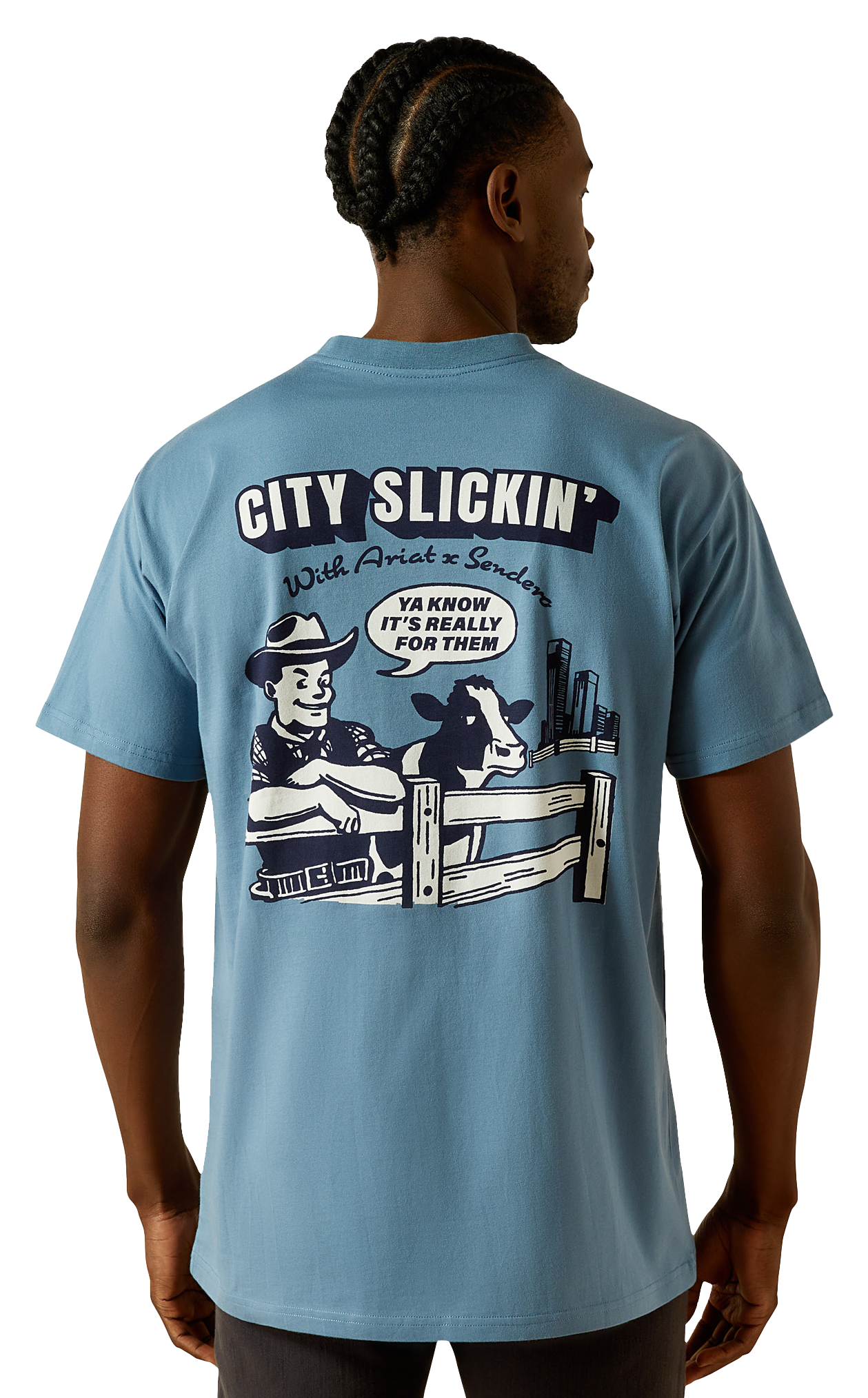 Image of Ariat Sendero Country Fences Short-Sleeve T-Shirt for Men - Copen Blue
