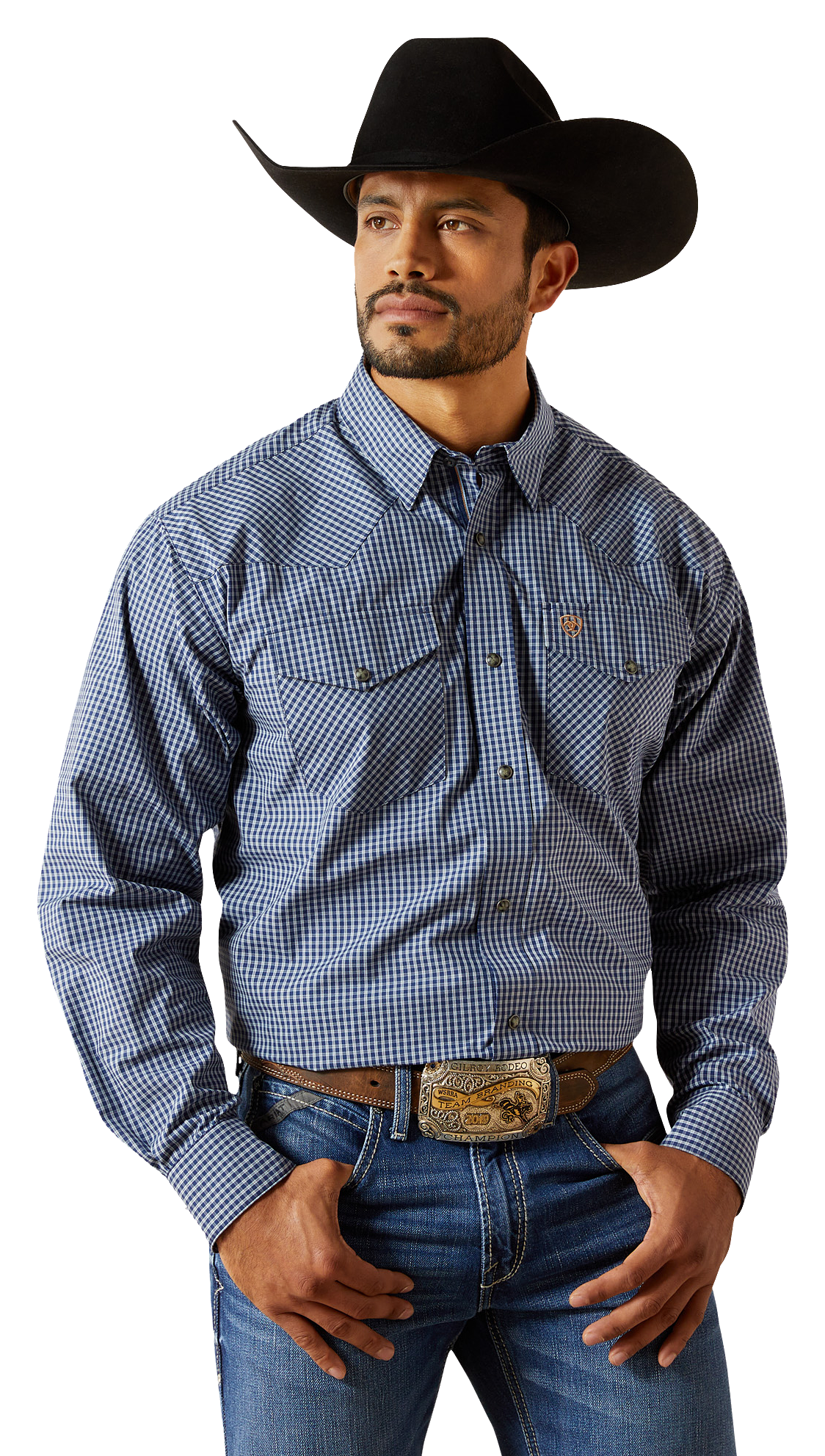 Image of Ariat Pro Series Scout Snap-Front Long-Sleeve Shirt for Men - Blue - L