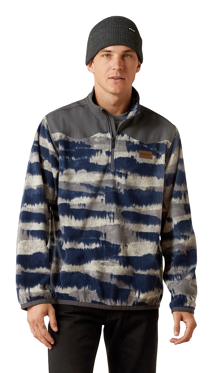 Image of Ariat Basis Quarter-Zip Fleece Sweater for Men - Grey - XL