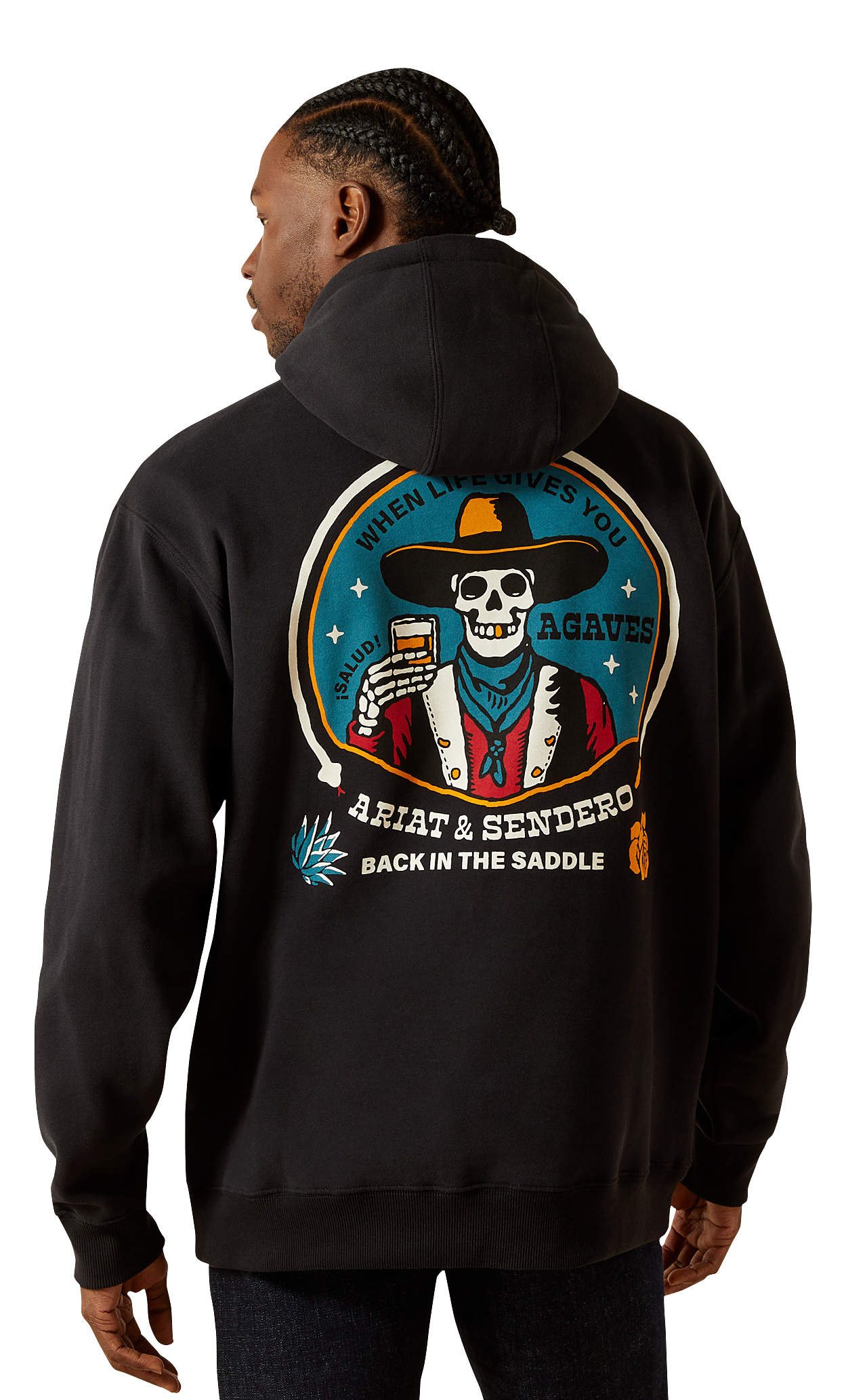 Image of Ariat Sendero When Life Gives You Agaves Hoodie for Men - Black - M