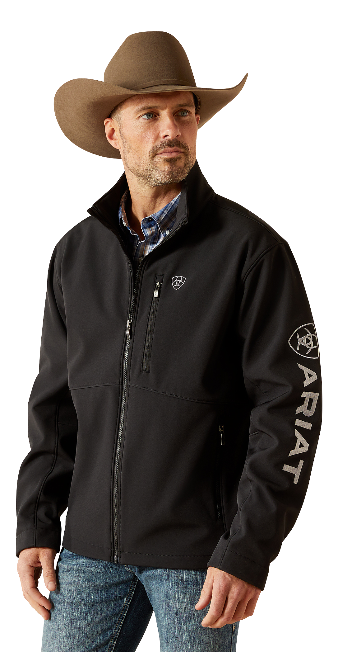 Image of Ariat Logo Softshell Jacket for Men - Black - 2XL