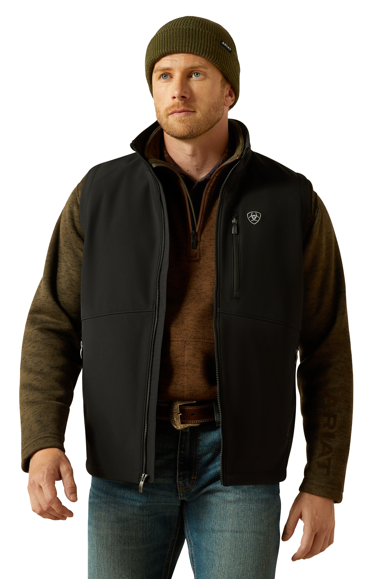 Image of Ariat Logo Softshell Vest for Men - Black - 2XL