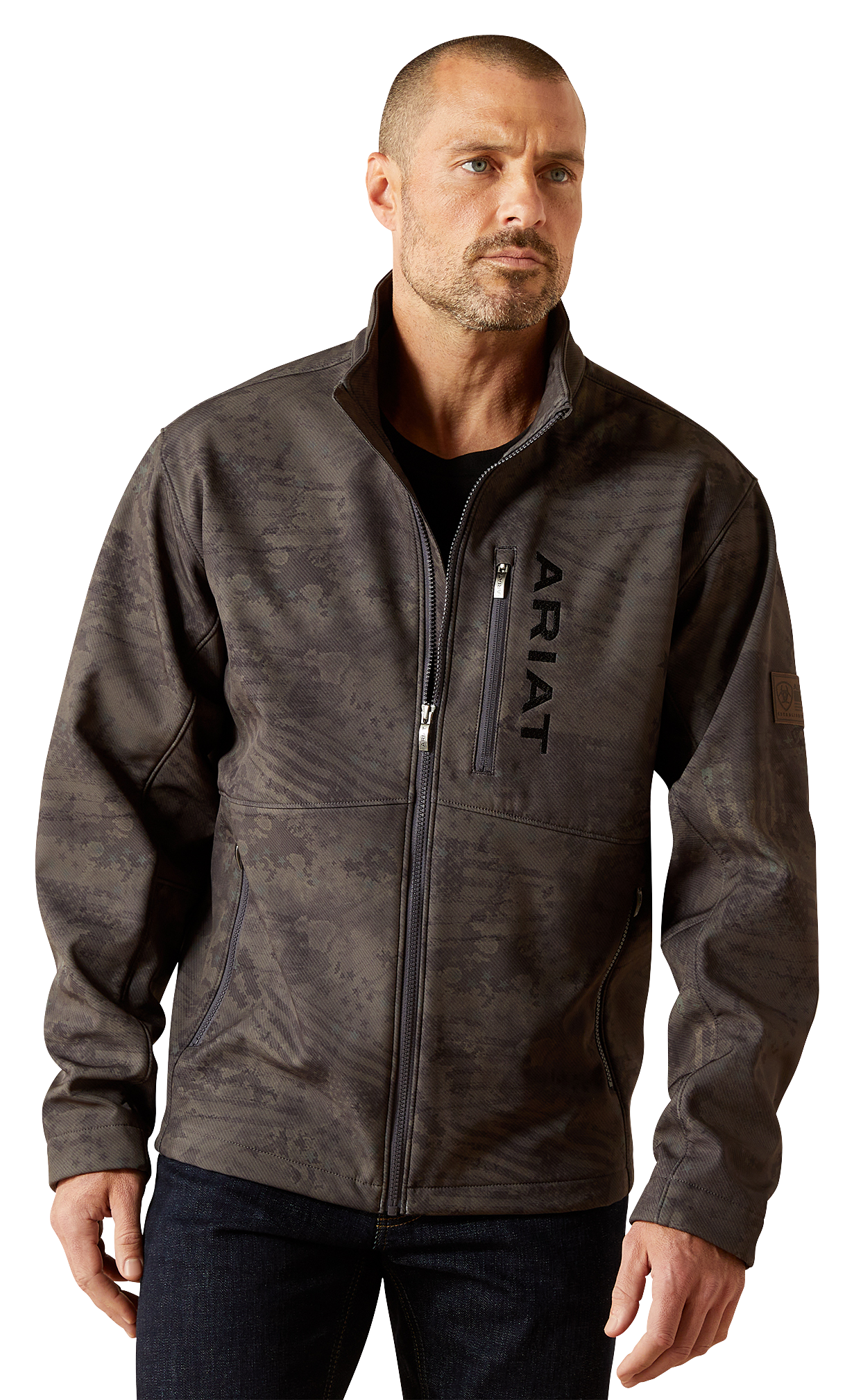 Image of Ariat Printed Patriot Flag Softshell Jacket for Men - Phantom - L