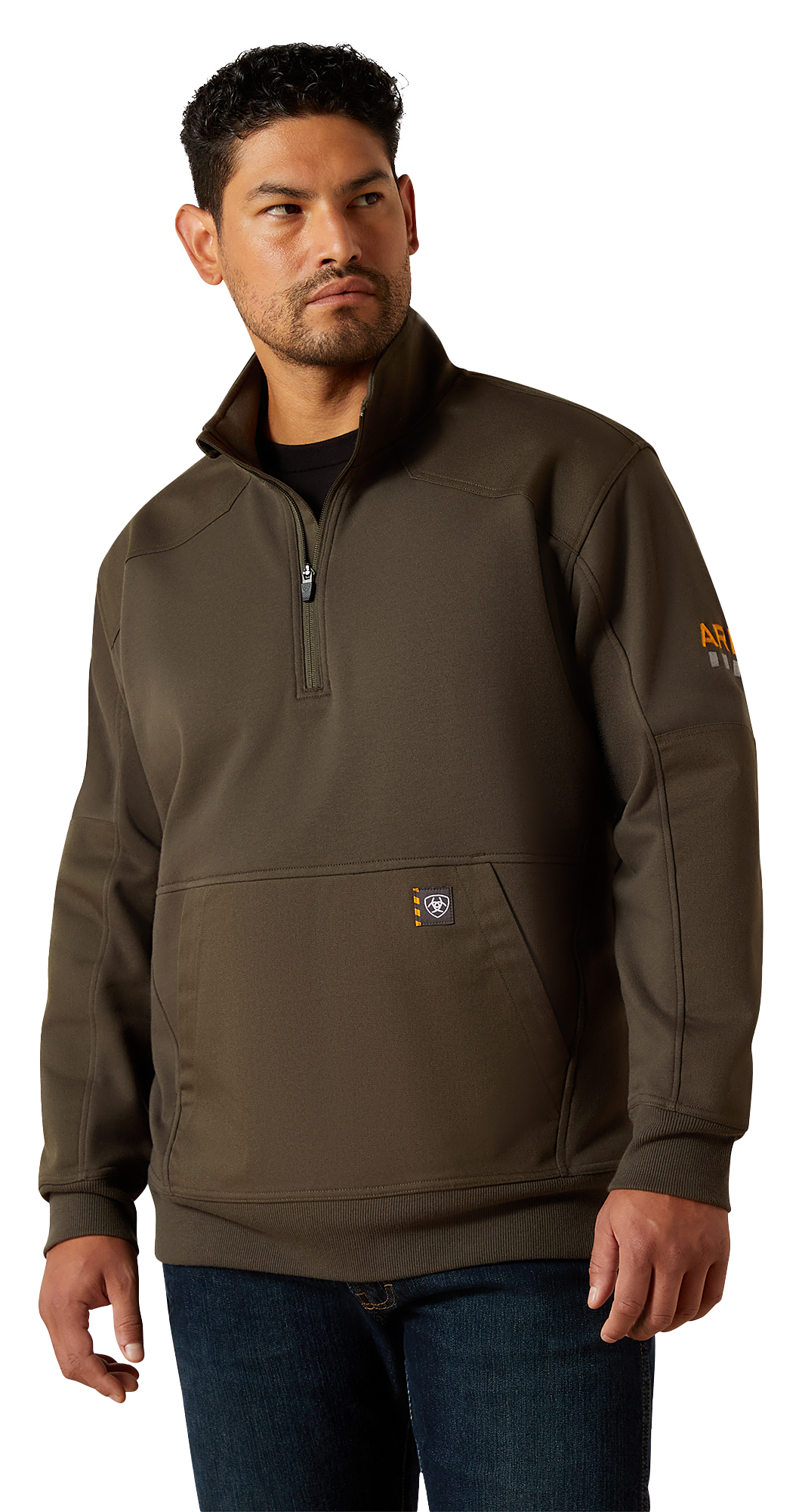 Image of Ariat Rebar Workman DuraCanvas 1/4-Zip Sweatshirt for Men - Earth