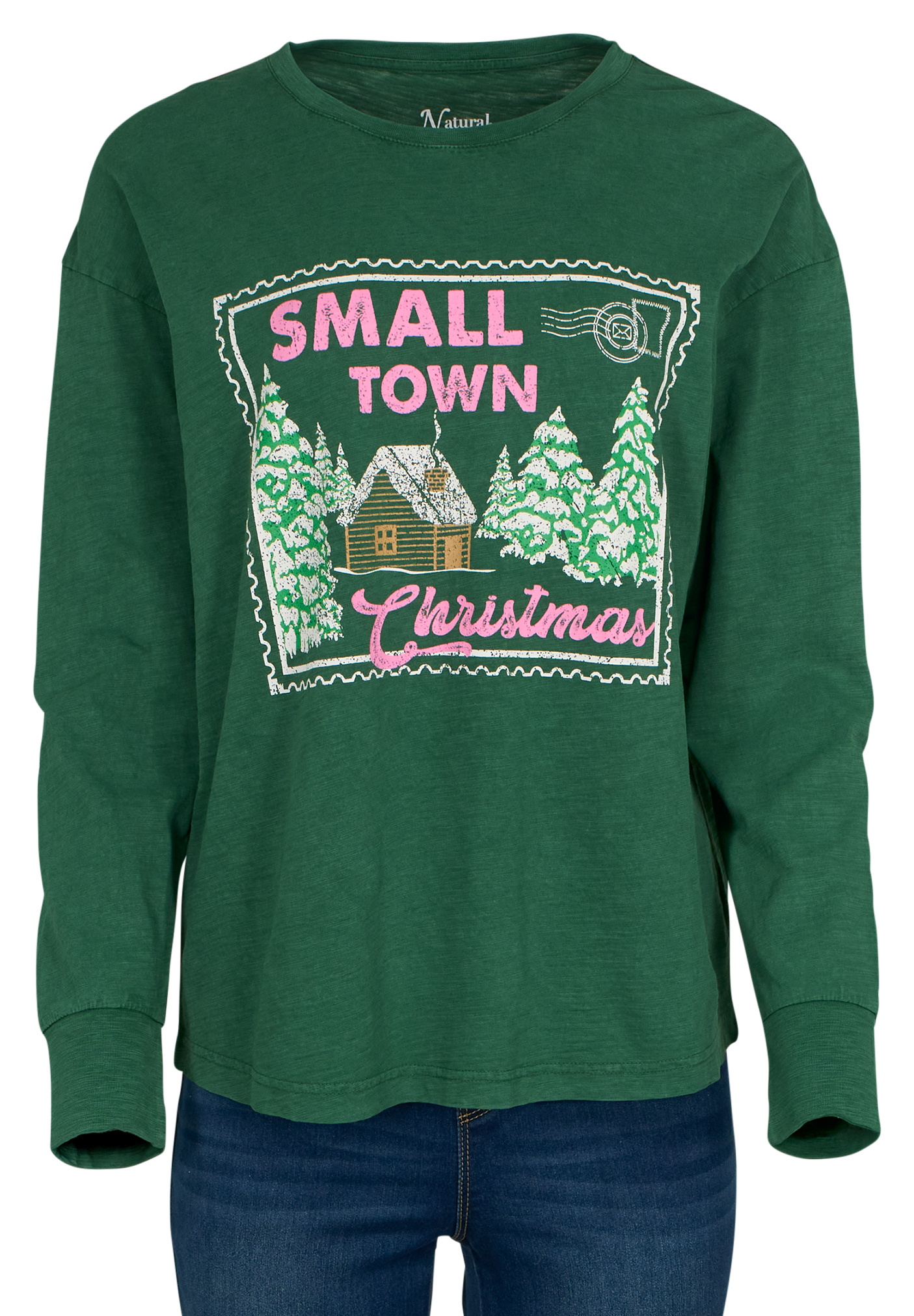 Image of Natural Reflections Small Town Christmas Long-Sleeve T-Shirt - Eden