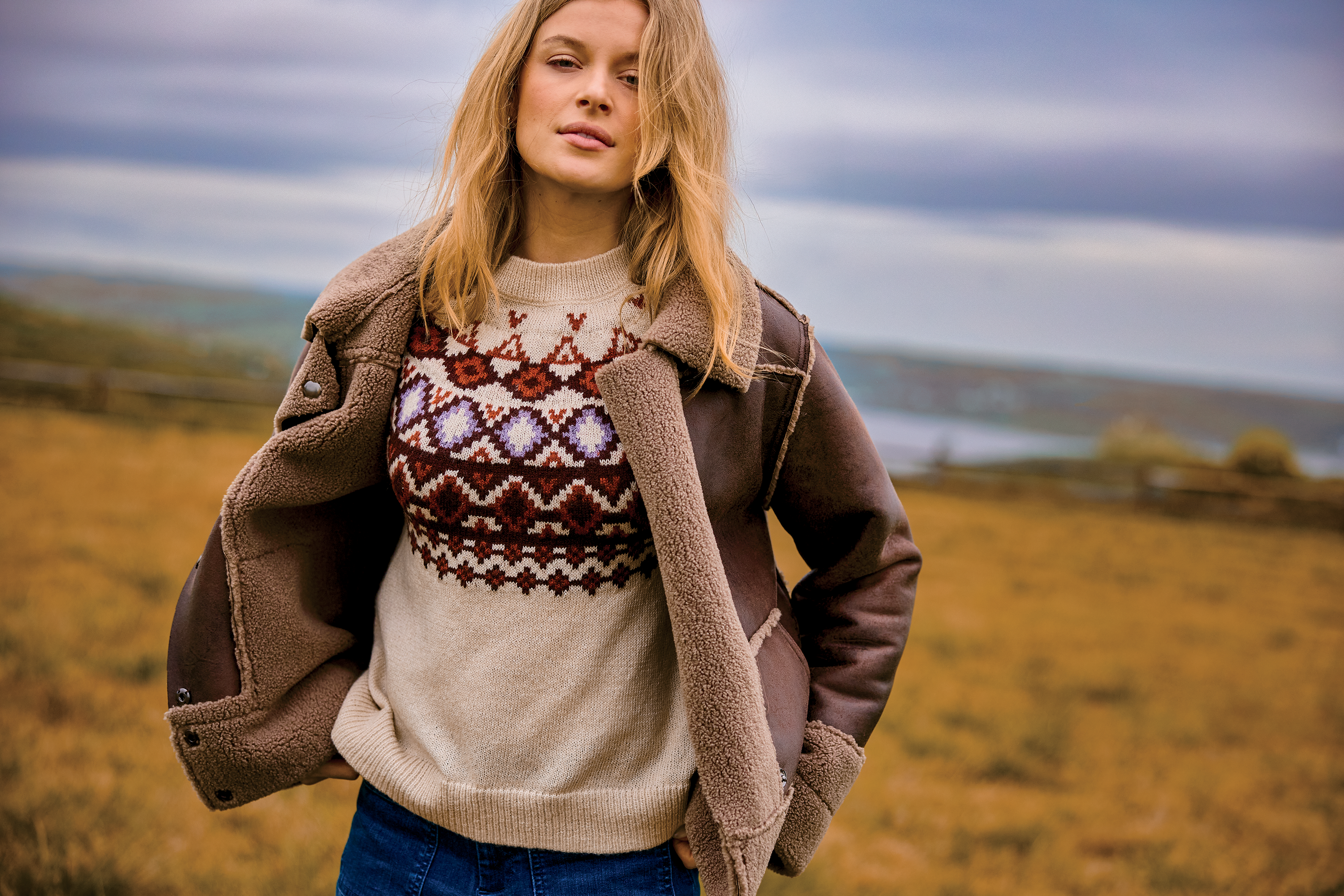 NATURAL REFLECTIONS Faux-Leather Sherpa Jacket