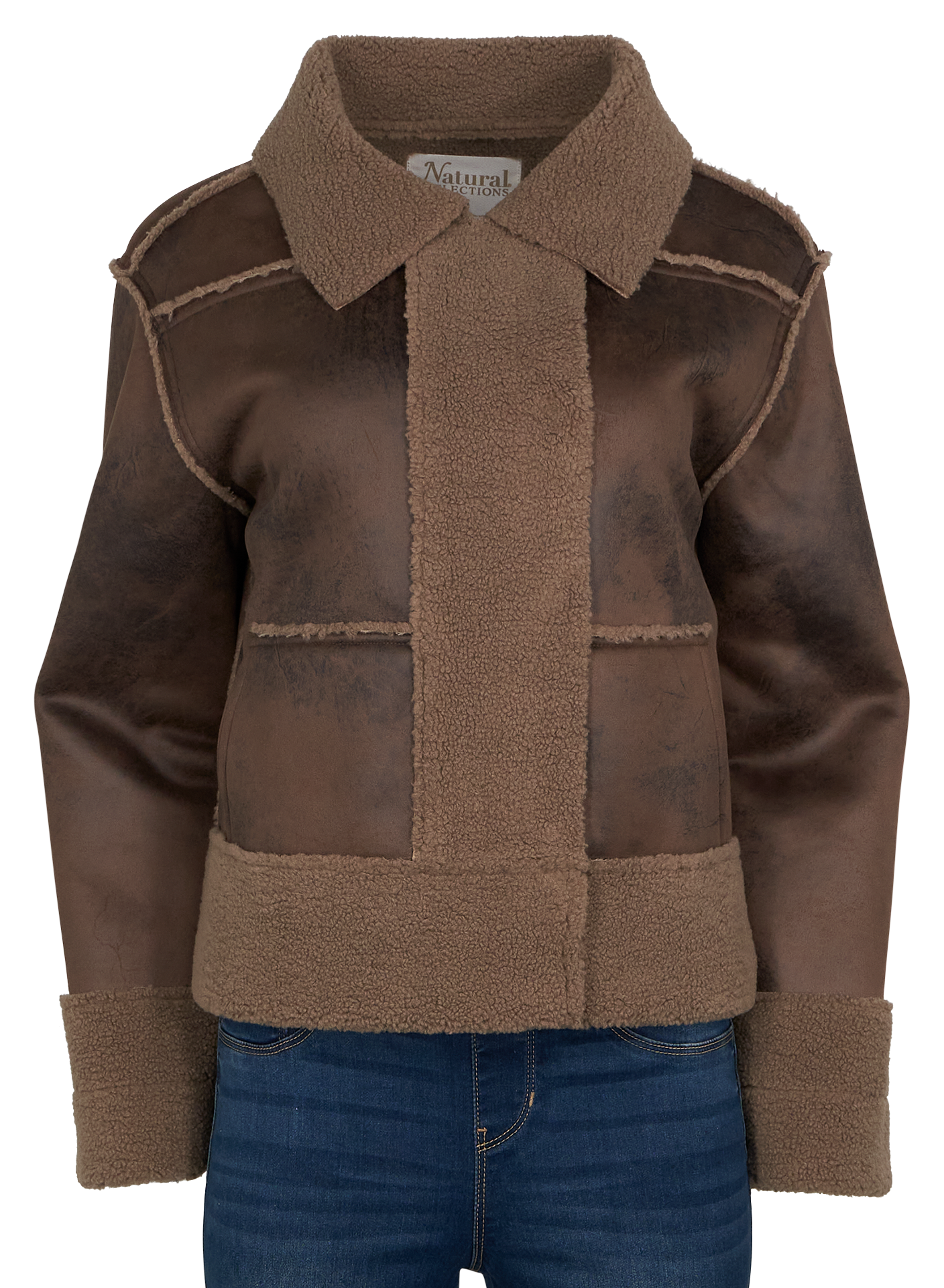 NATURAL REFLECTIONS Faux-Leather Sherpa Jacket