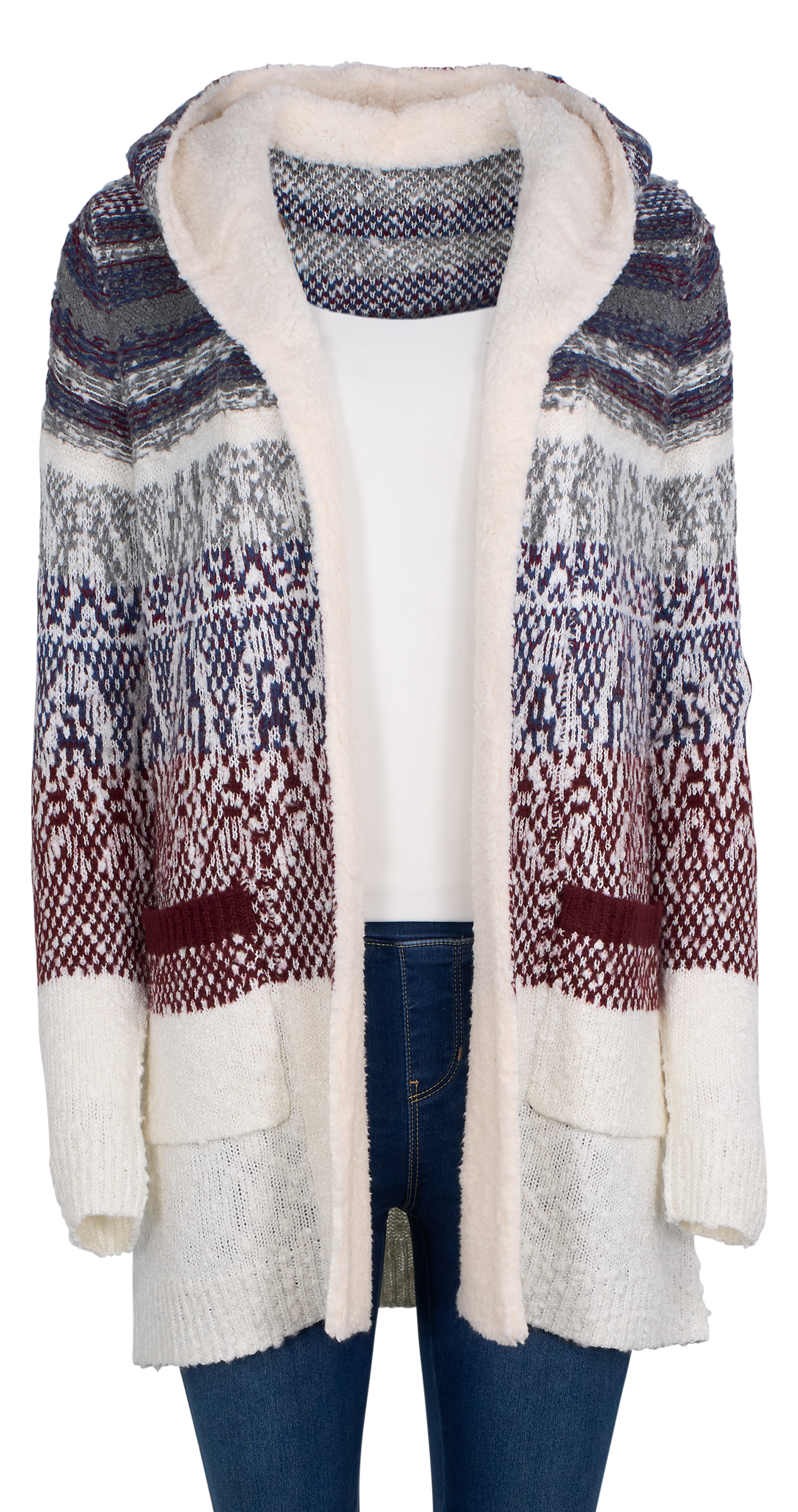 NATURAL REFLECTIONS Frosty Sherpa Cardigan
