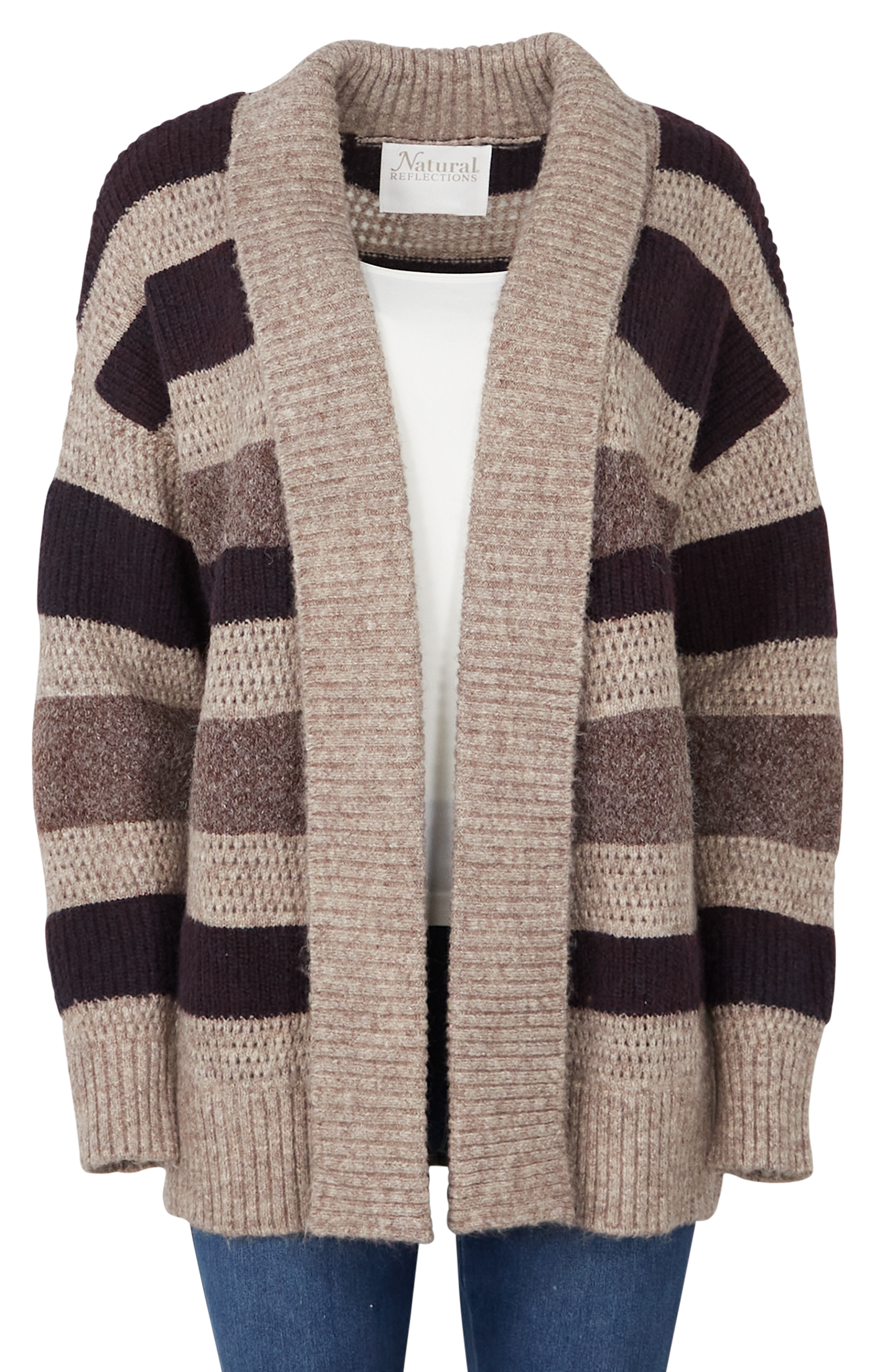 Image of Natural Reflections Striped Cardigan for Ladies - Multi