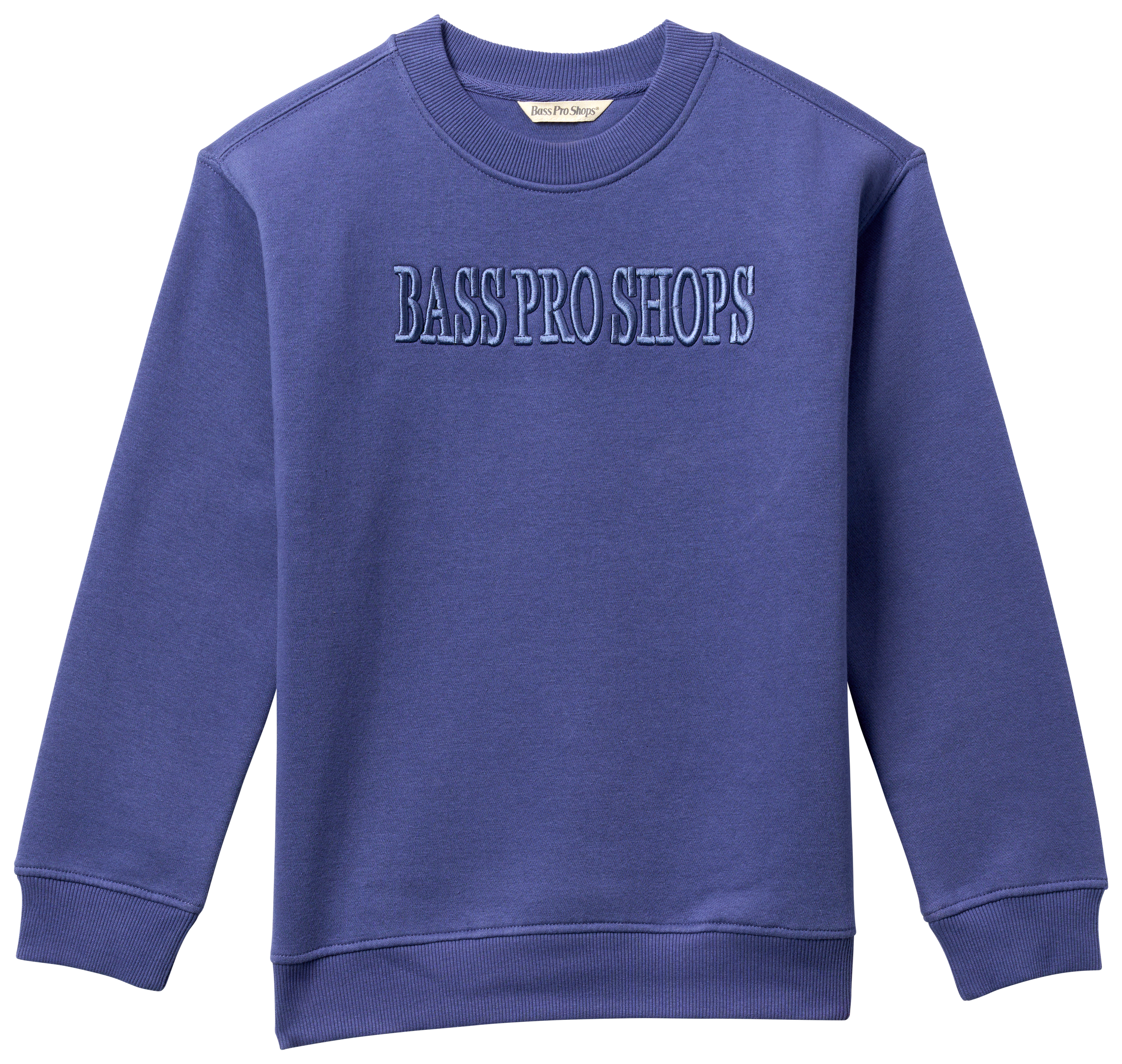 Image of Bass Pro Shops Embroidered Crew-Neck Sweatshirt for Kids - Skipper Blue