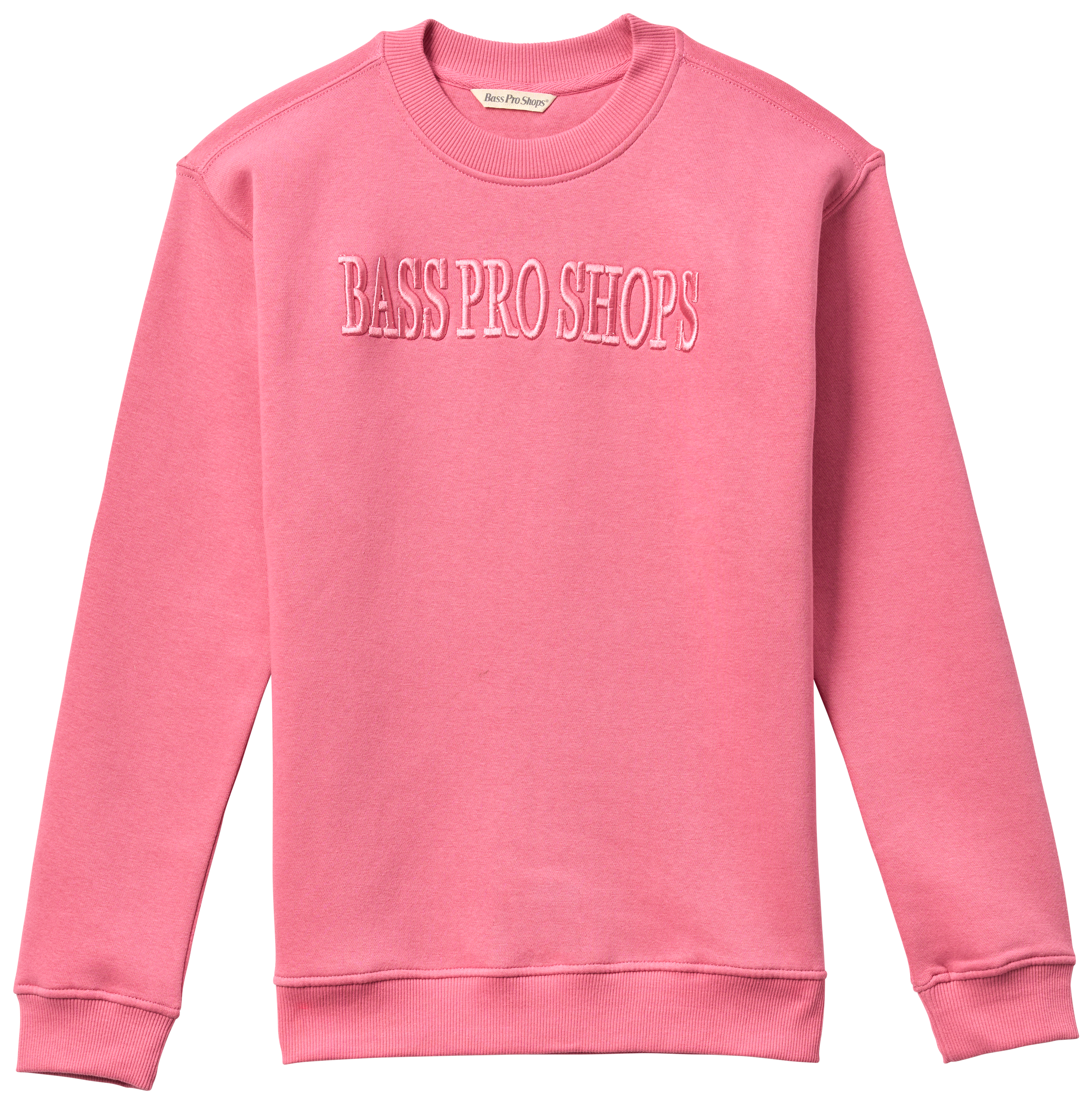 Image of Bass Pro Shops Embroidered Crew-Neck Sweatshirt for Kids - Rose