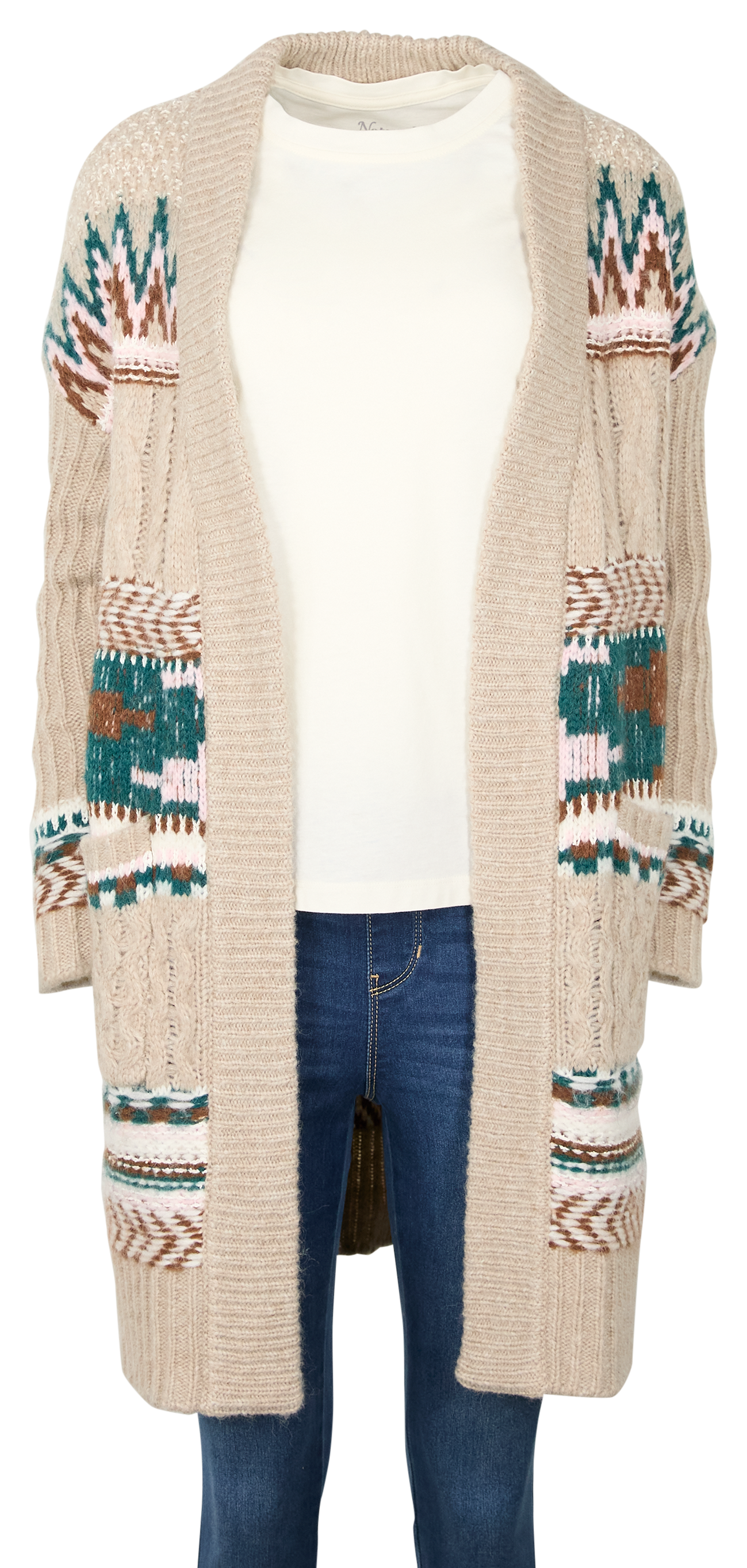 NATURAL REFLECTIONS Fair Isle Long-Sleeve Cardigan for Ladies