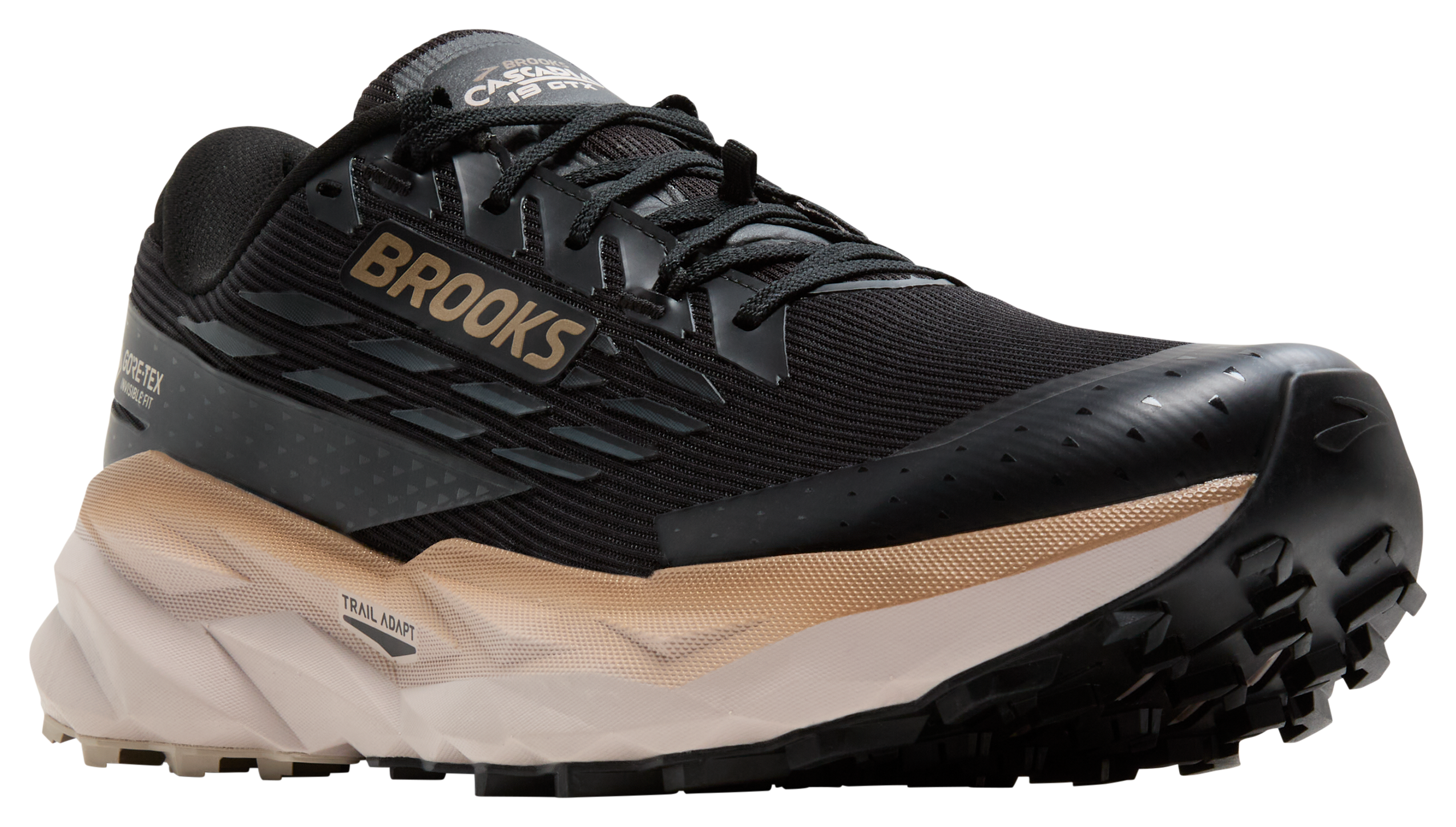 Image of Brooks Cascadia 19 GTX Waterproof Trail Running Shoes for Men - Black/Ebony/Chateau Gray - 11M