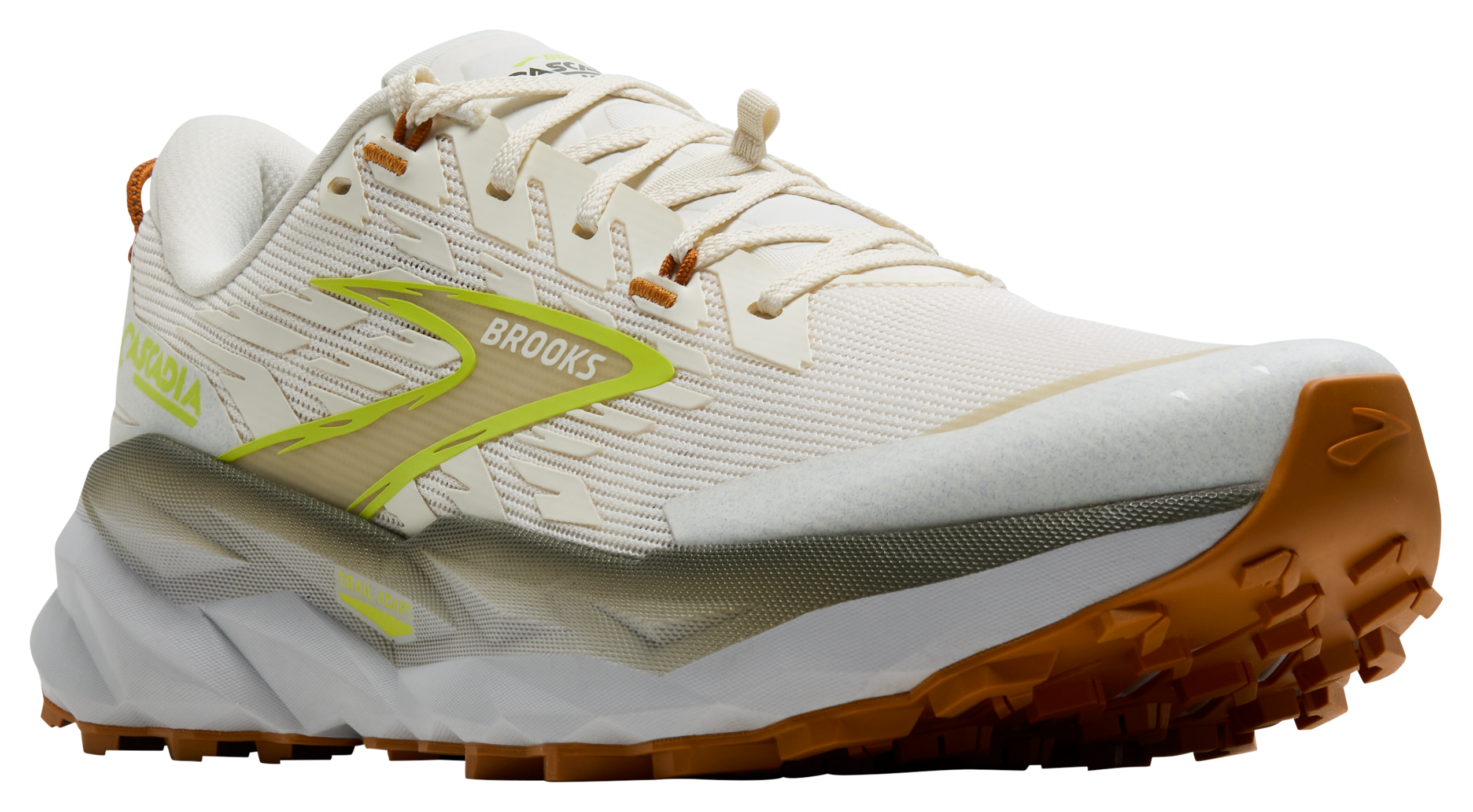 Image of Brooks Cascadia 19 Trail Running Shoes for Men - Coconut/Olive/Ginger