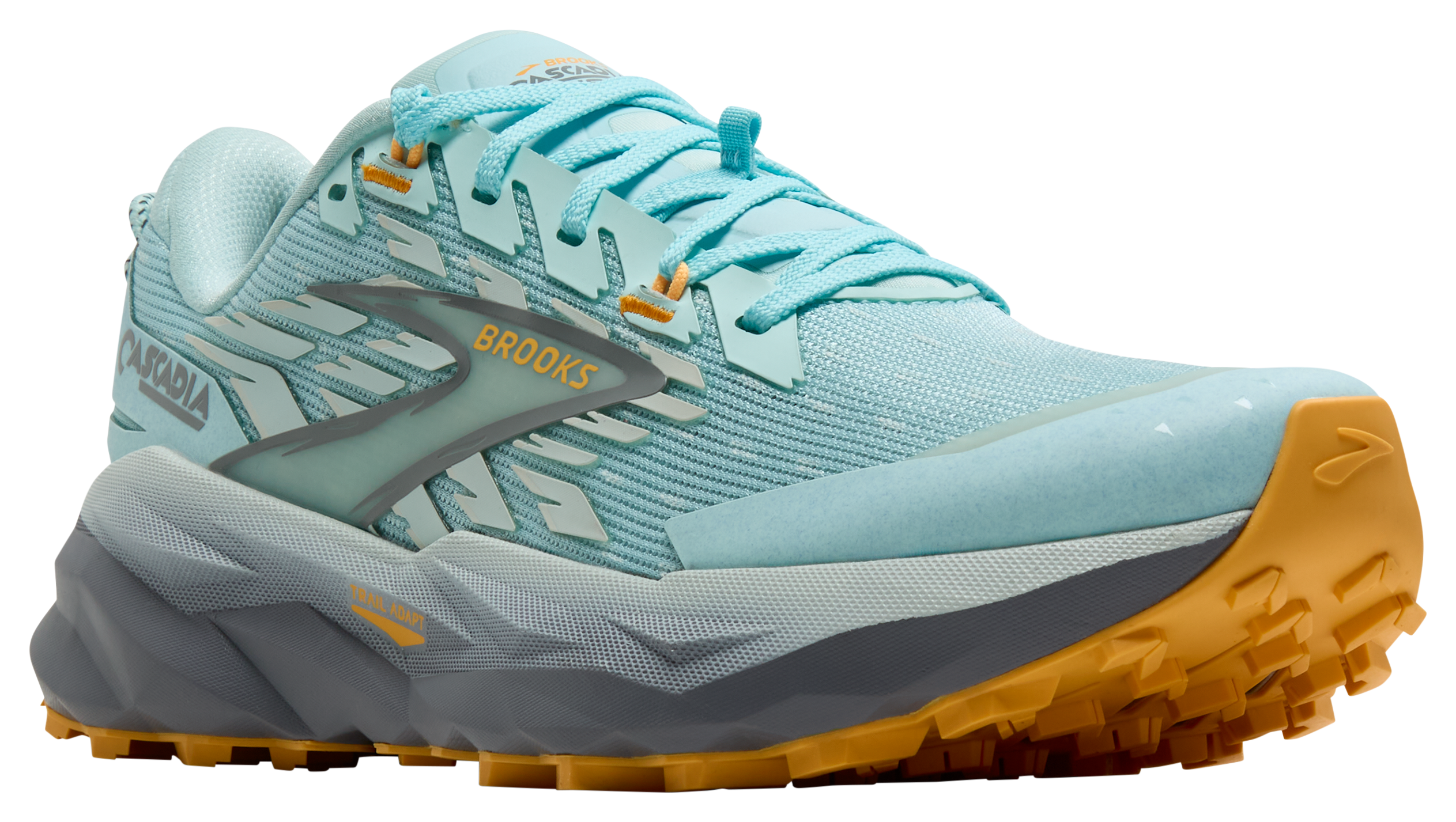 Image of Brooks Cascadia 19 Trail Running Shoes for Women - Clearwater/Grey/Apricot