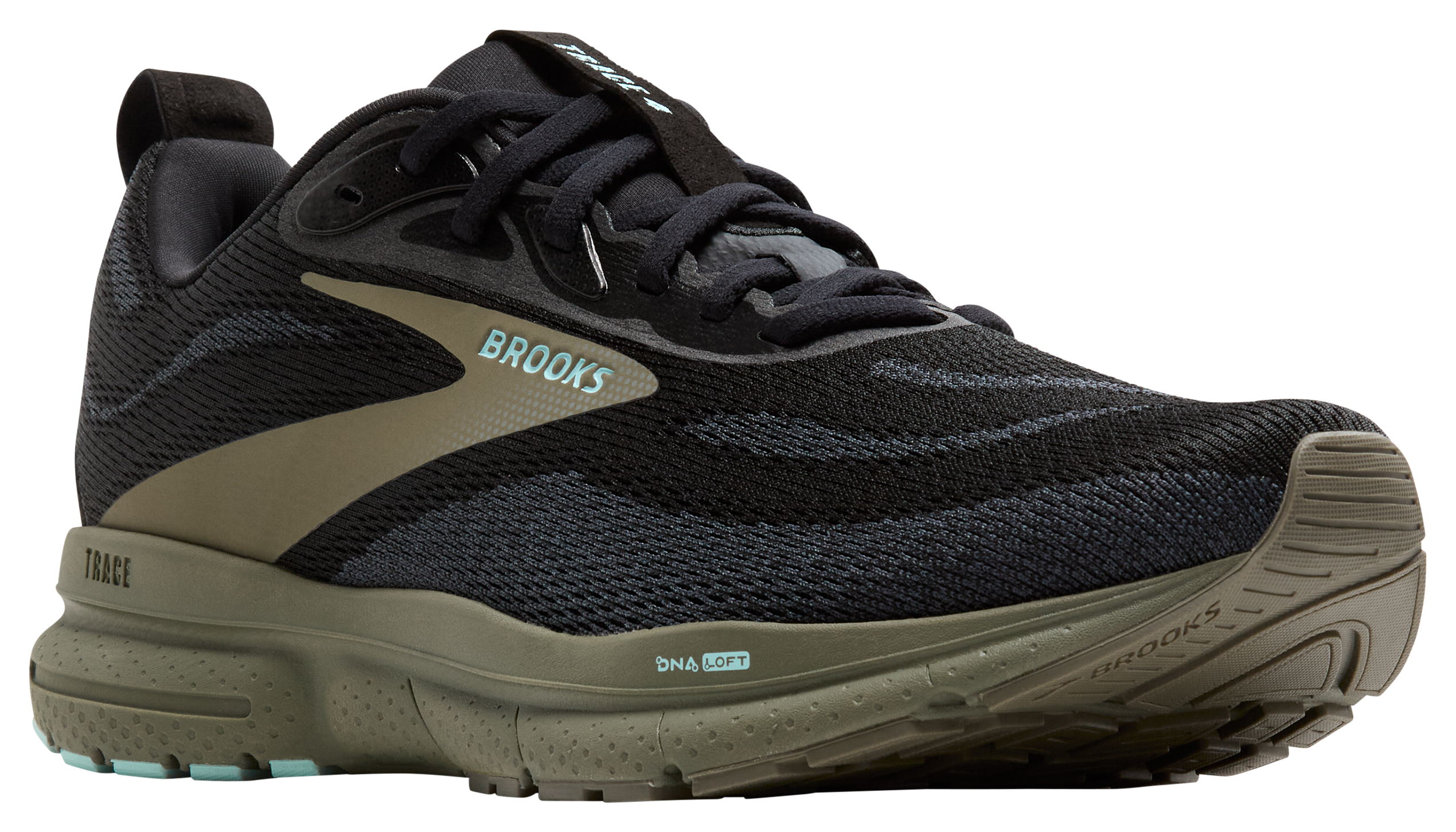 Image of Brooks Trace 4 Hiking Shoes for Men - Black/Ebony/Dusty Olive - 8.5M