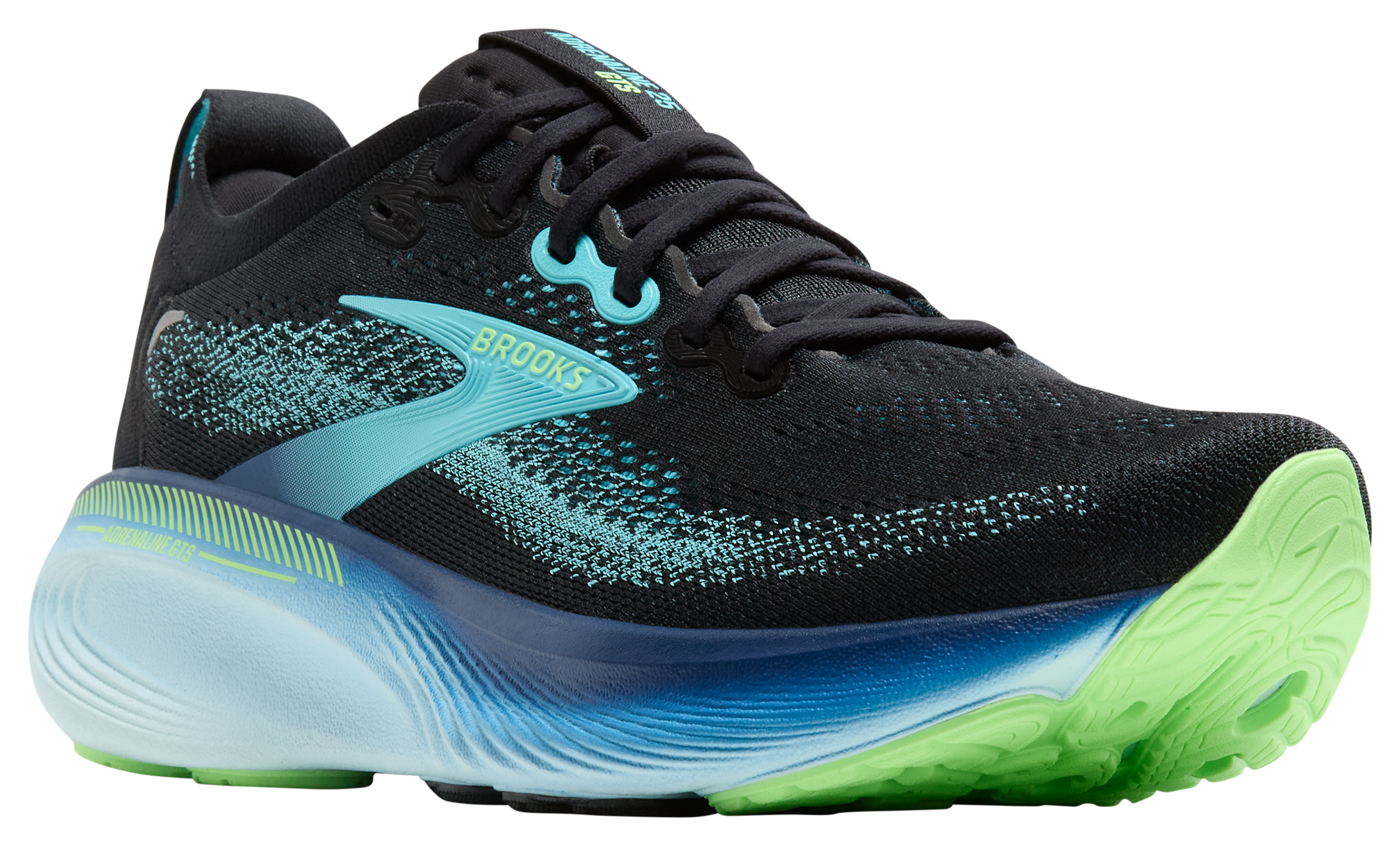 Image of Brooks Adrenaline GTS 25 Running Shoes for Men - Black/Ipan/Mint - 9M