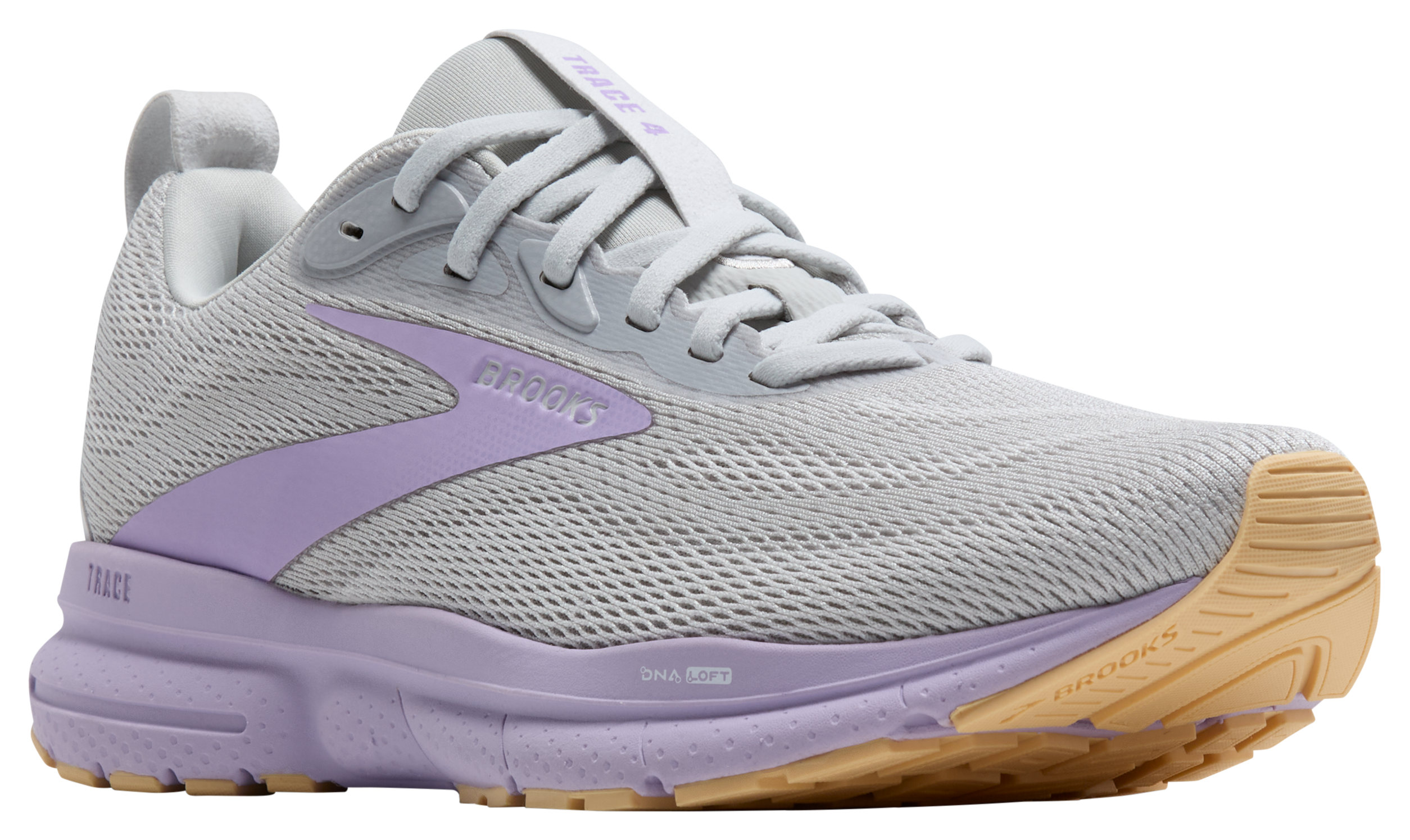 Image of Brooks Trace 4 Running Shoes for Ladies - Oyster/Purple/Sherbet