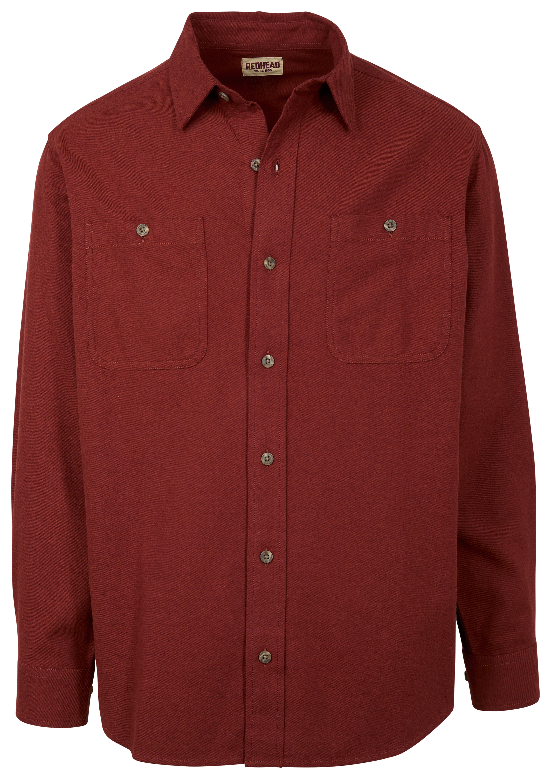 Image of RedHead Ozark Mountain Long-Sleeve Solid Flannel Shirt for Men - Port - M