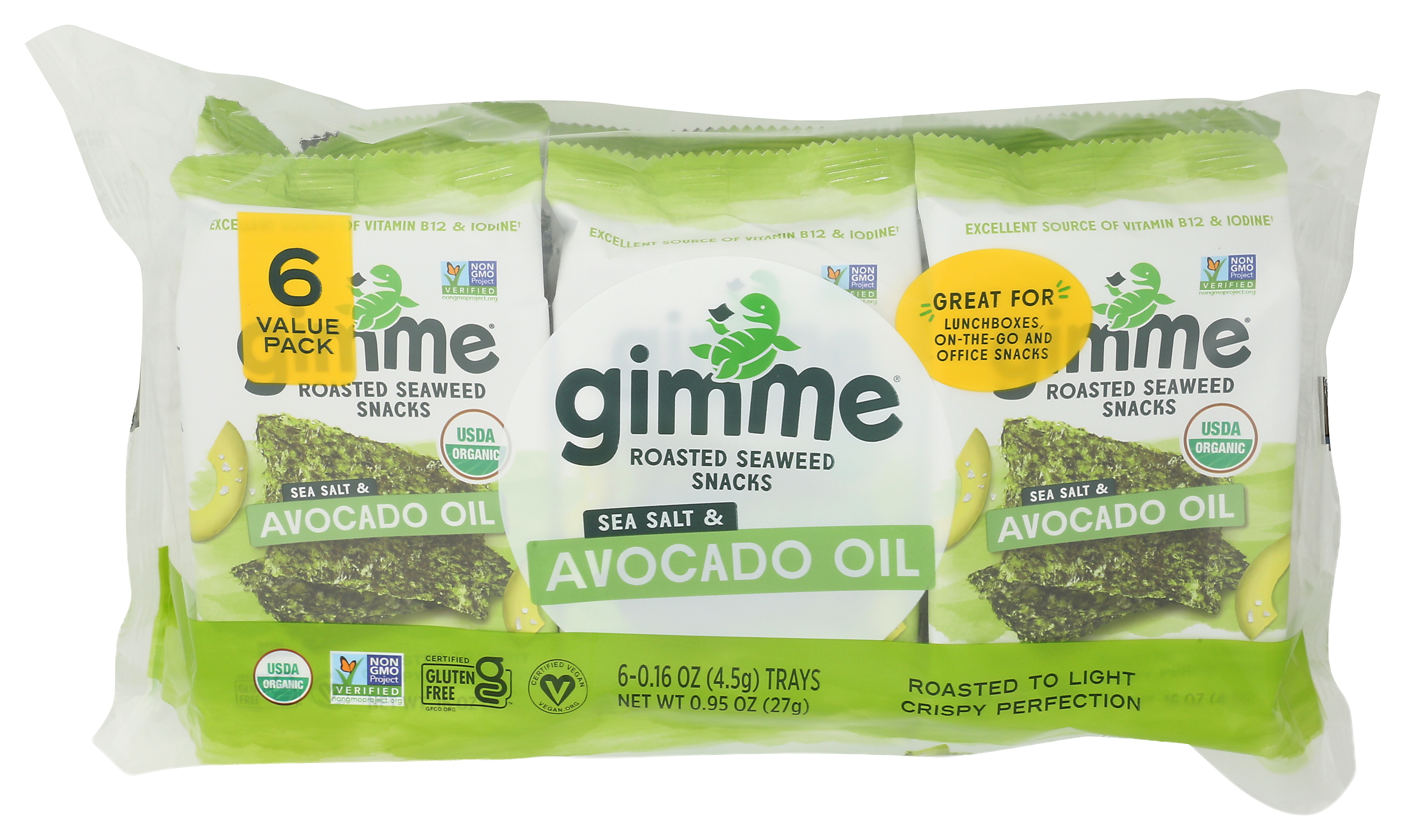 Image of Gimme Sea Salt And Avocado Oil Roasted Seaweed Snacks 6-Pack