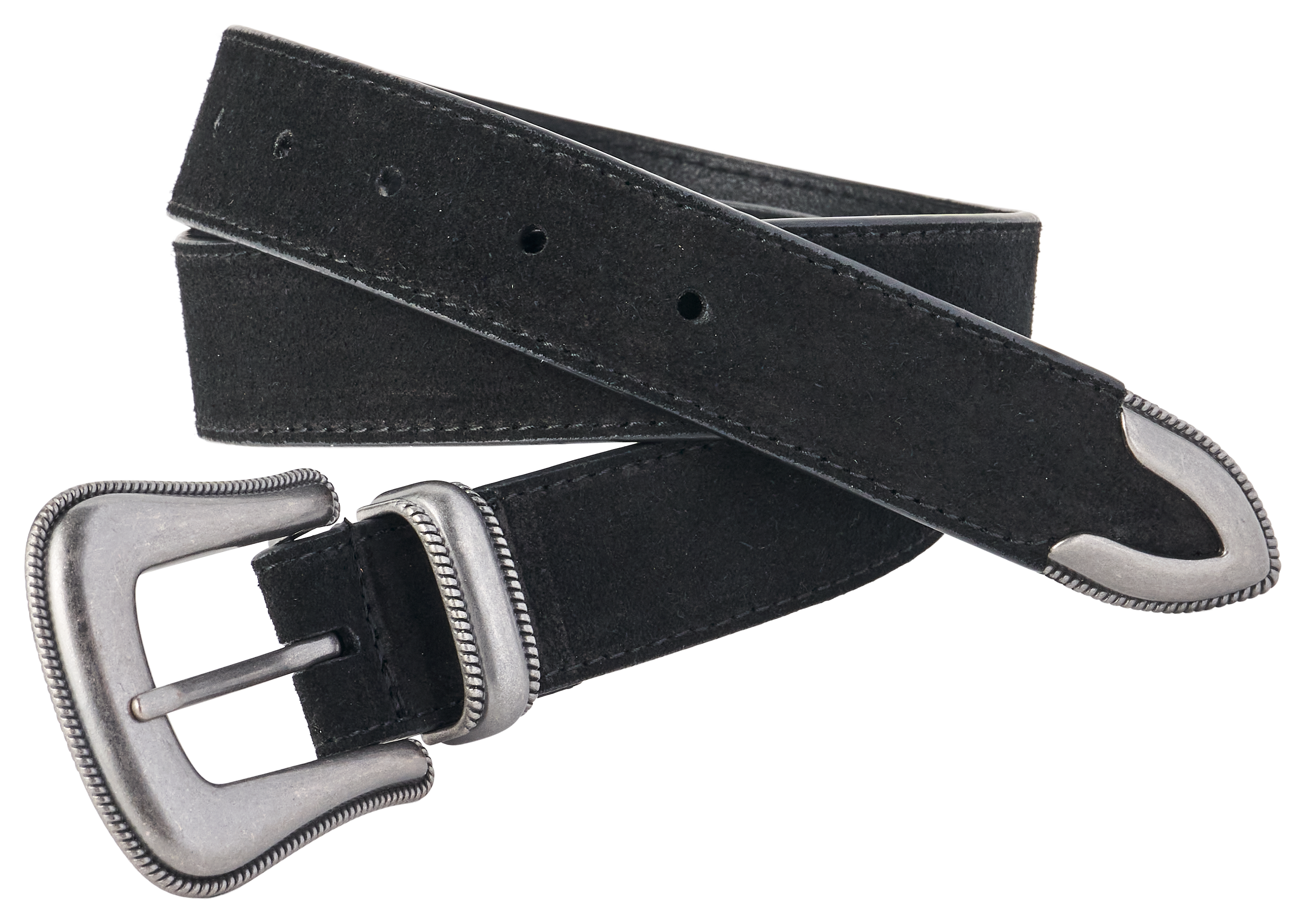 Image of Natural Reflections Suede Western Leather Belt - Black - XXL