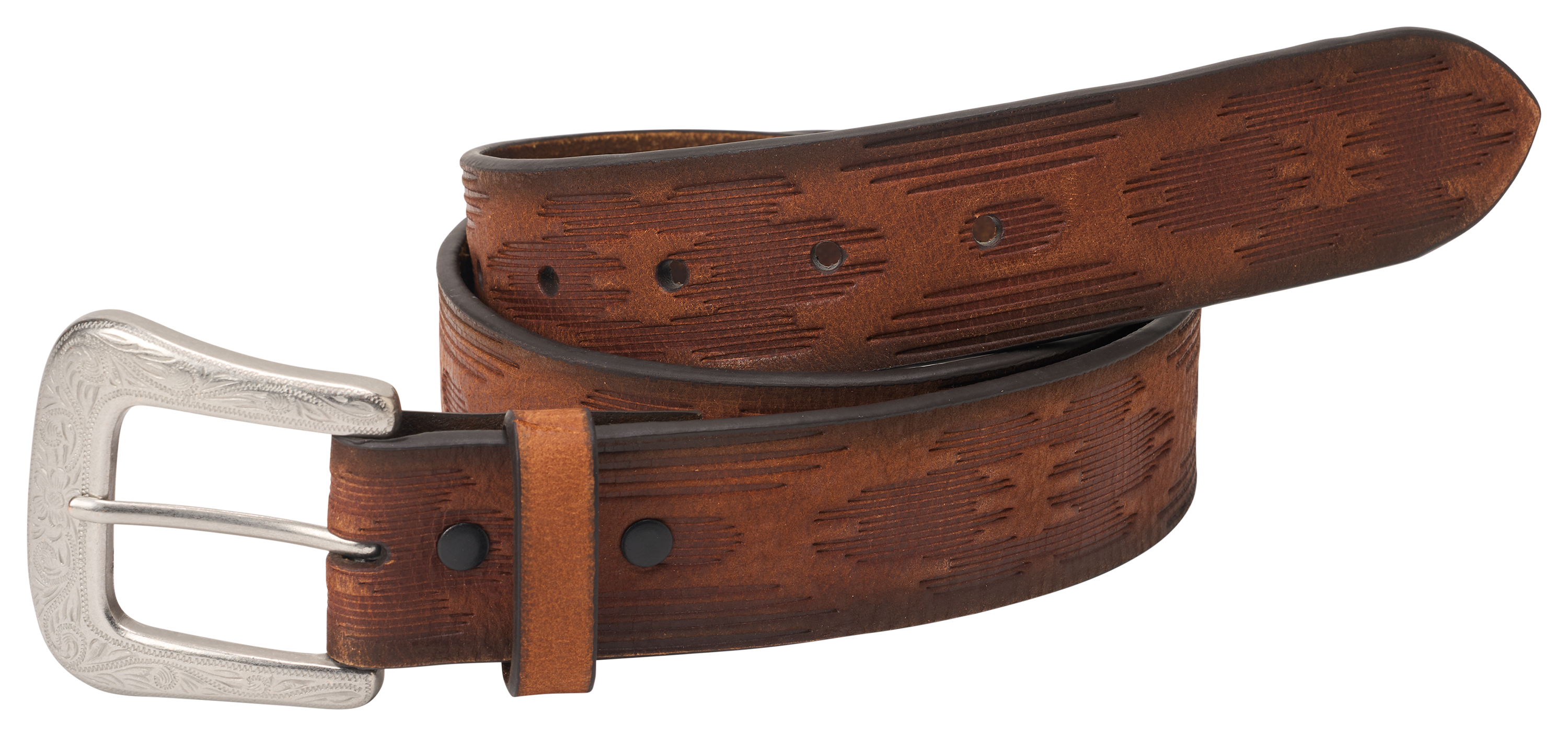 Image of Natural Reflections Aztec Embossed Belt - Brown