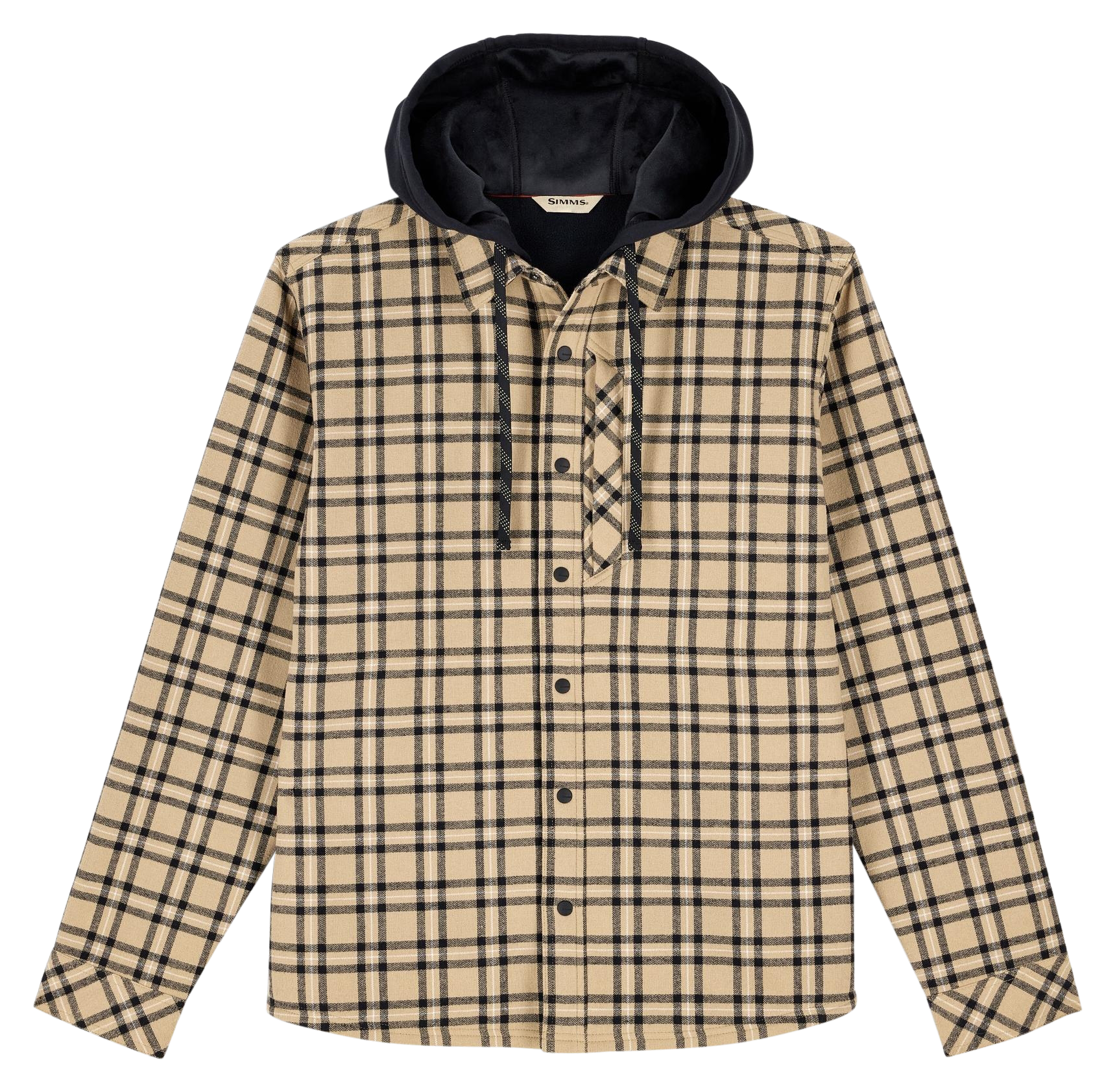 Image of Simms Coldweather Hooded Flannel Shacket for Men - Cork