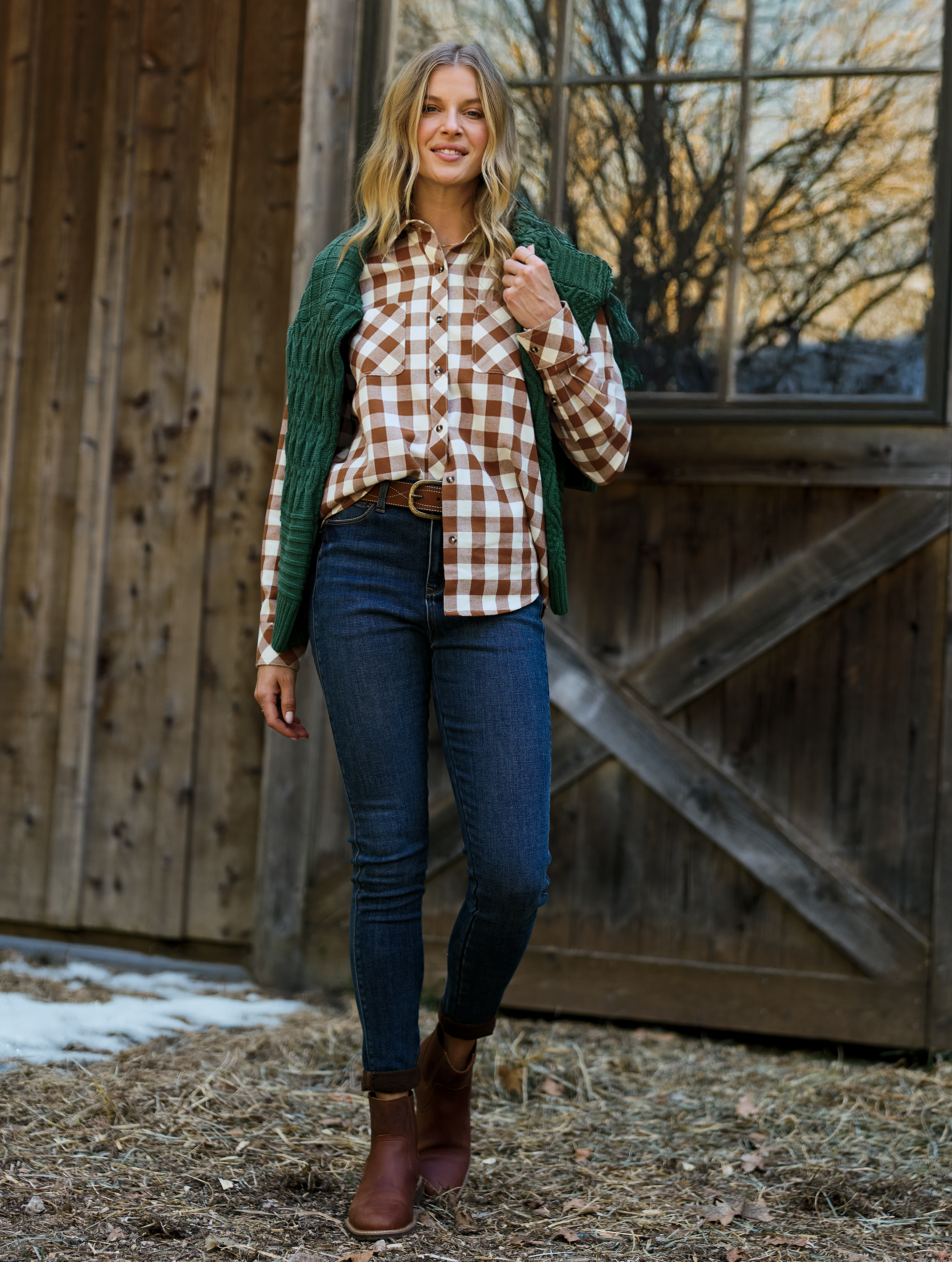 Image of Natural Reflections Fleece-Lined Denim Skinny Jeans - Dark Wash - 6