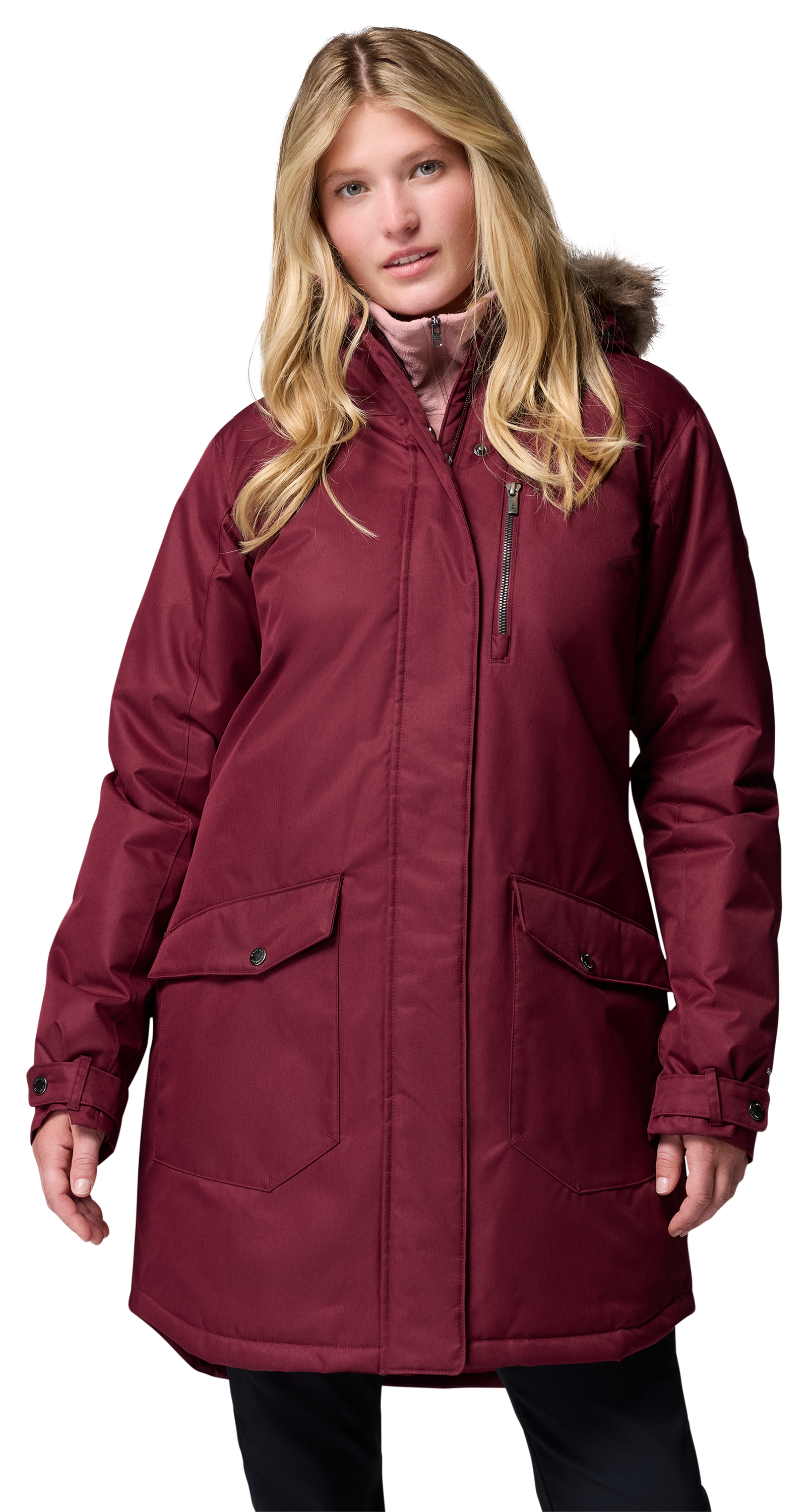 Image of Columbia Suttle Mountain Insulated Long Jacket for Ladies - Rich Wine - M