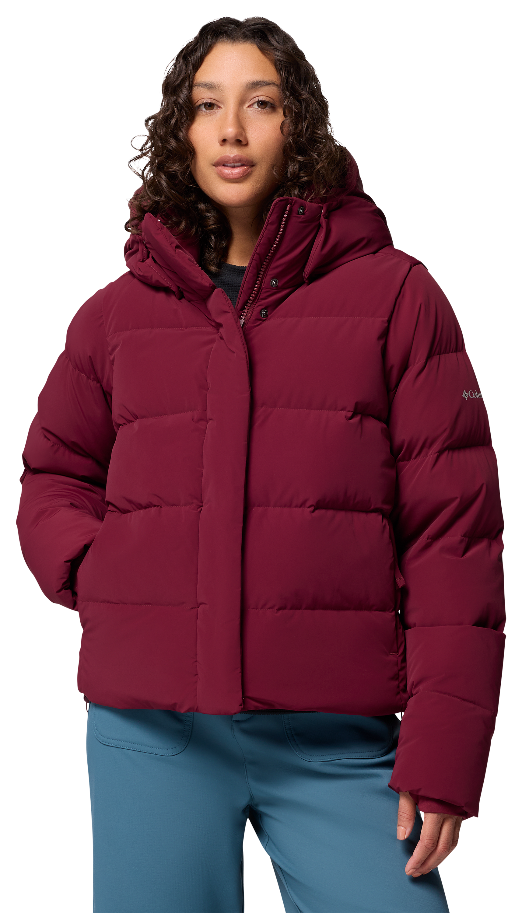 Image of Columbia Amaze Puff Hooded Jacket for Ladies - Rich Wine - S