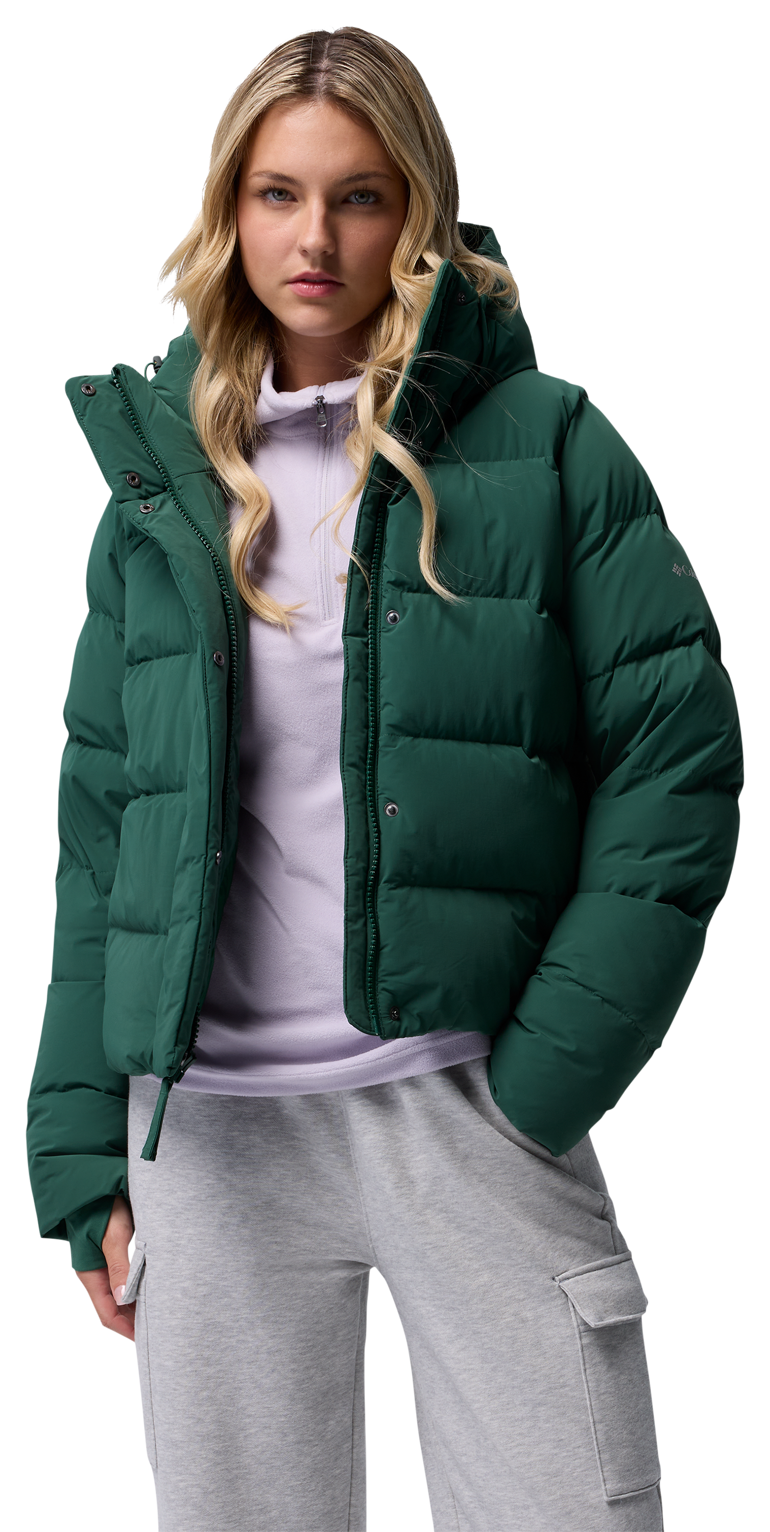 Image of Columbia Amaze Puff Hooded Jacket for Ladies - Rain Forest - L