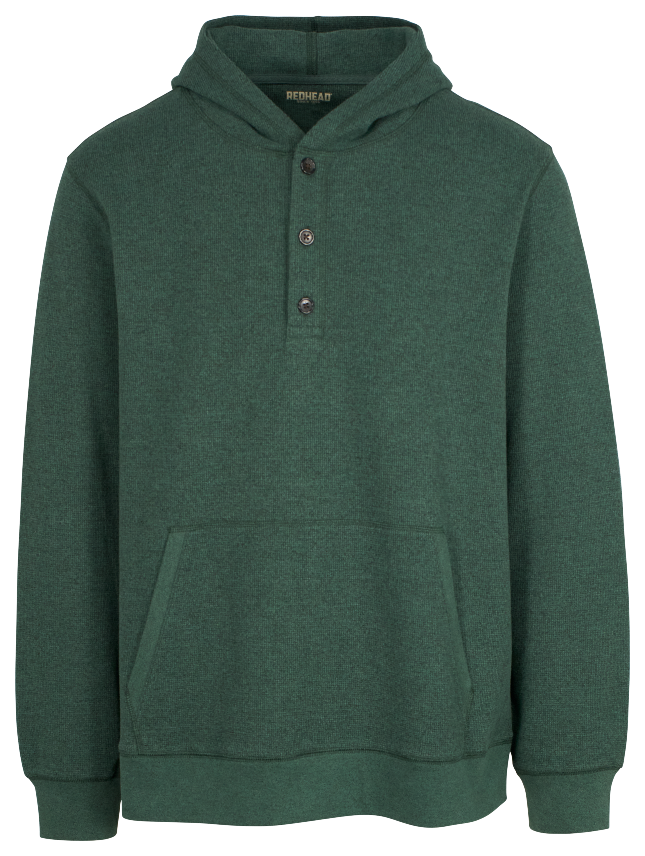 Image of RedHead Waffle Knit 3-Button Long-Sleeve Hoodie for Men - Green