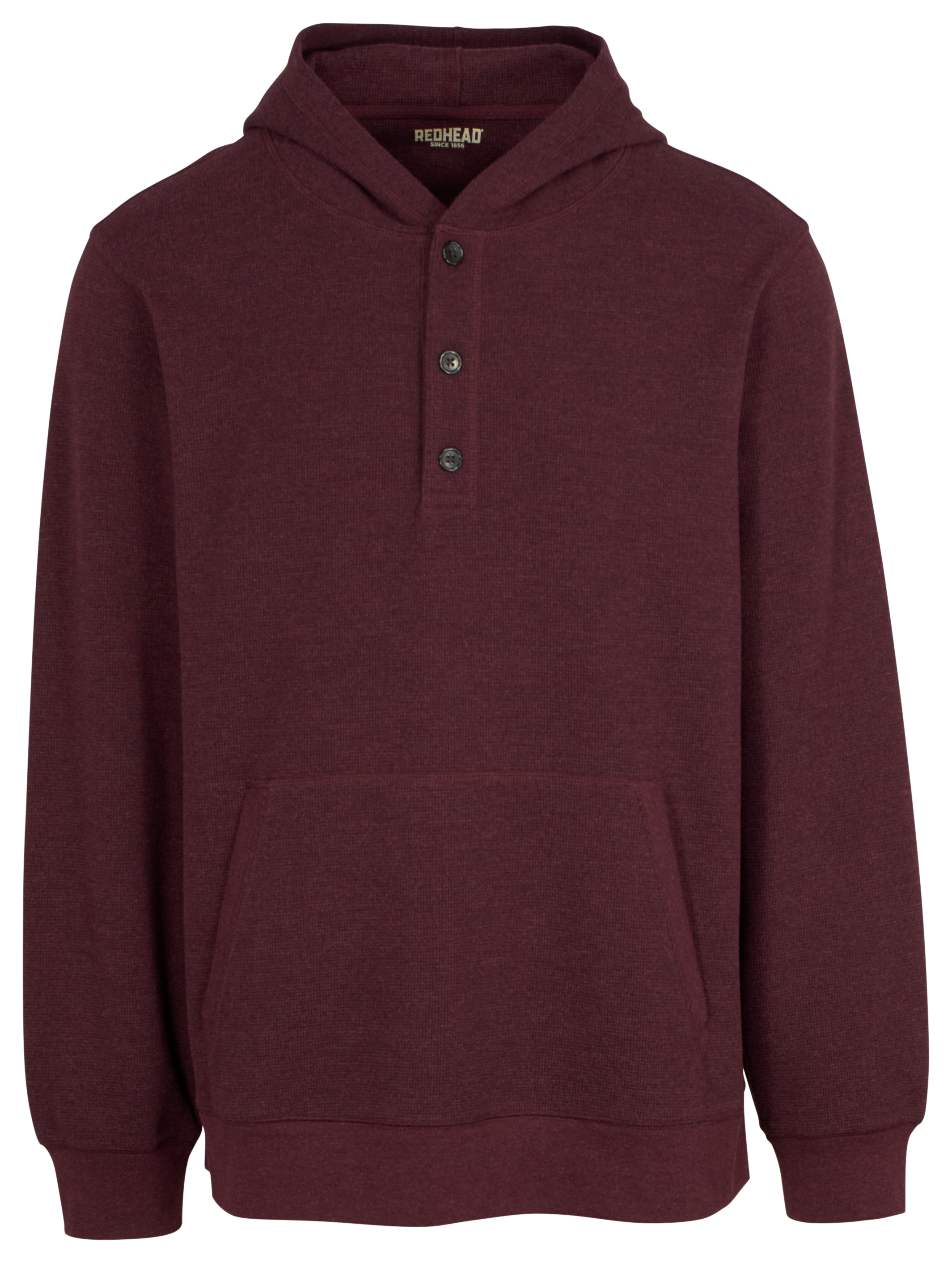 Image of RedHead Waffle Knit 3-Button Long-Sleeve Hoodie for Men - Wine
