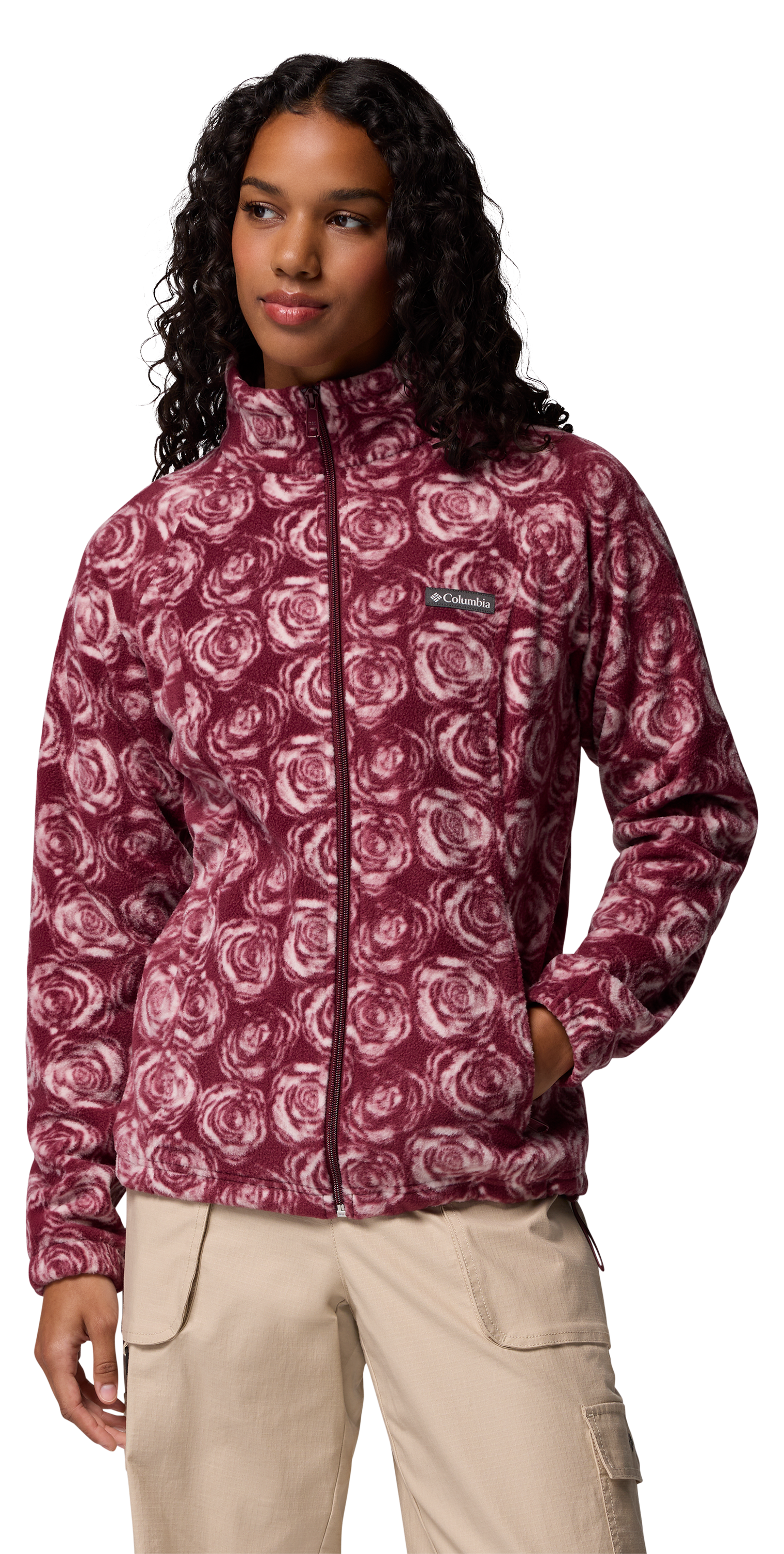 Image of Columbia Benton Springs Printed Full-Zip Jacket for Ladies - Rich Wine Rose City - L