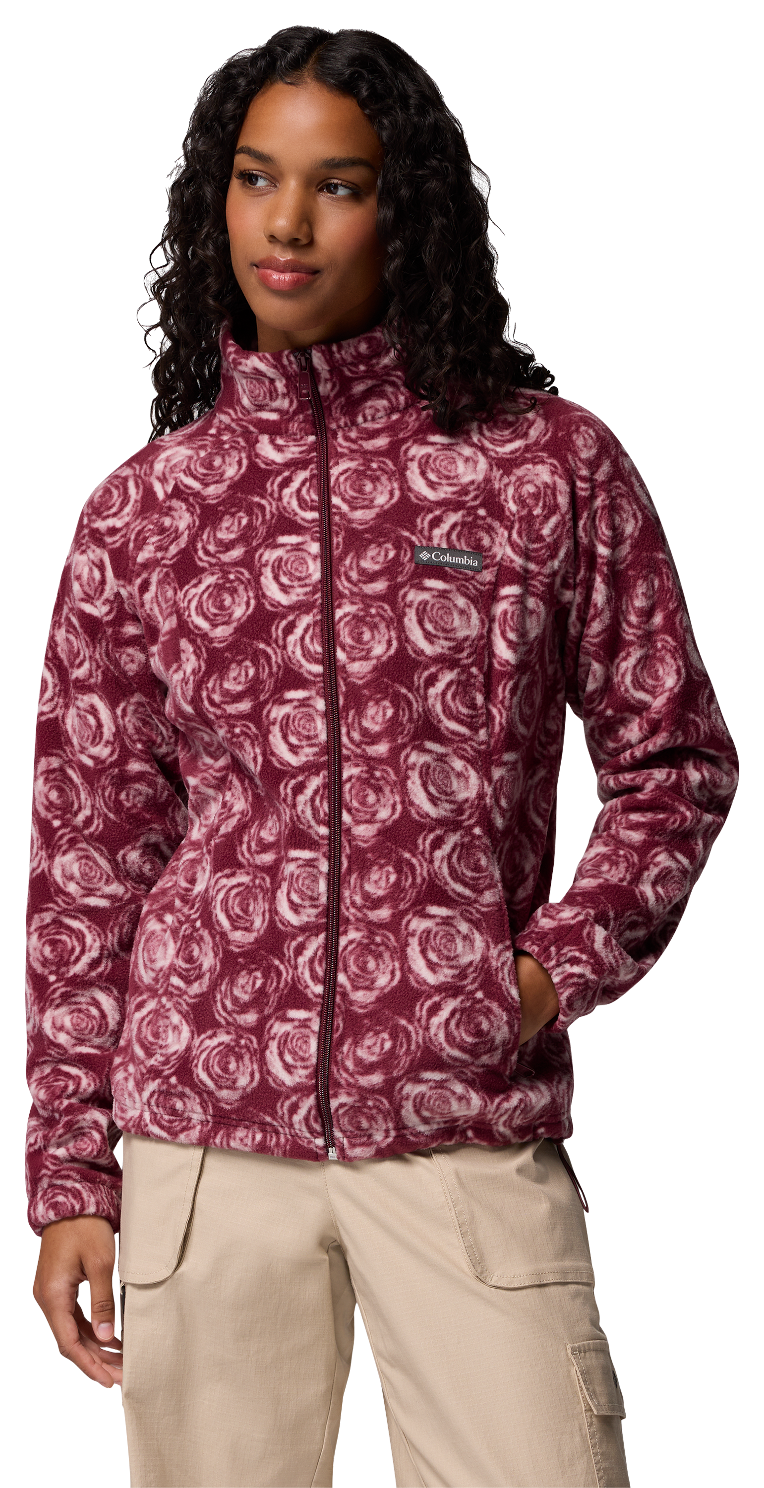 Columbia Benton Springs Printed Full-Zip Jacket for Women - Rich Wine Rose City