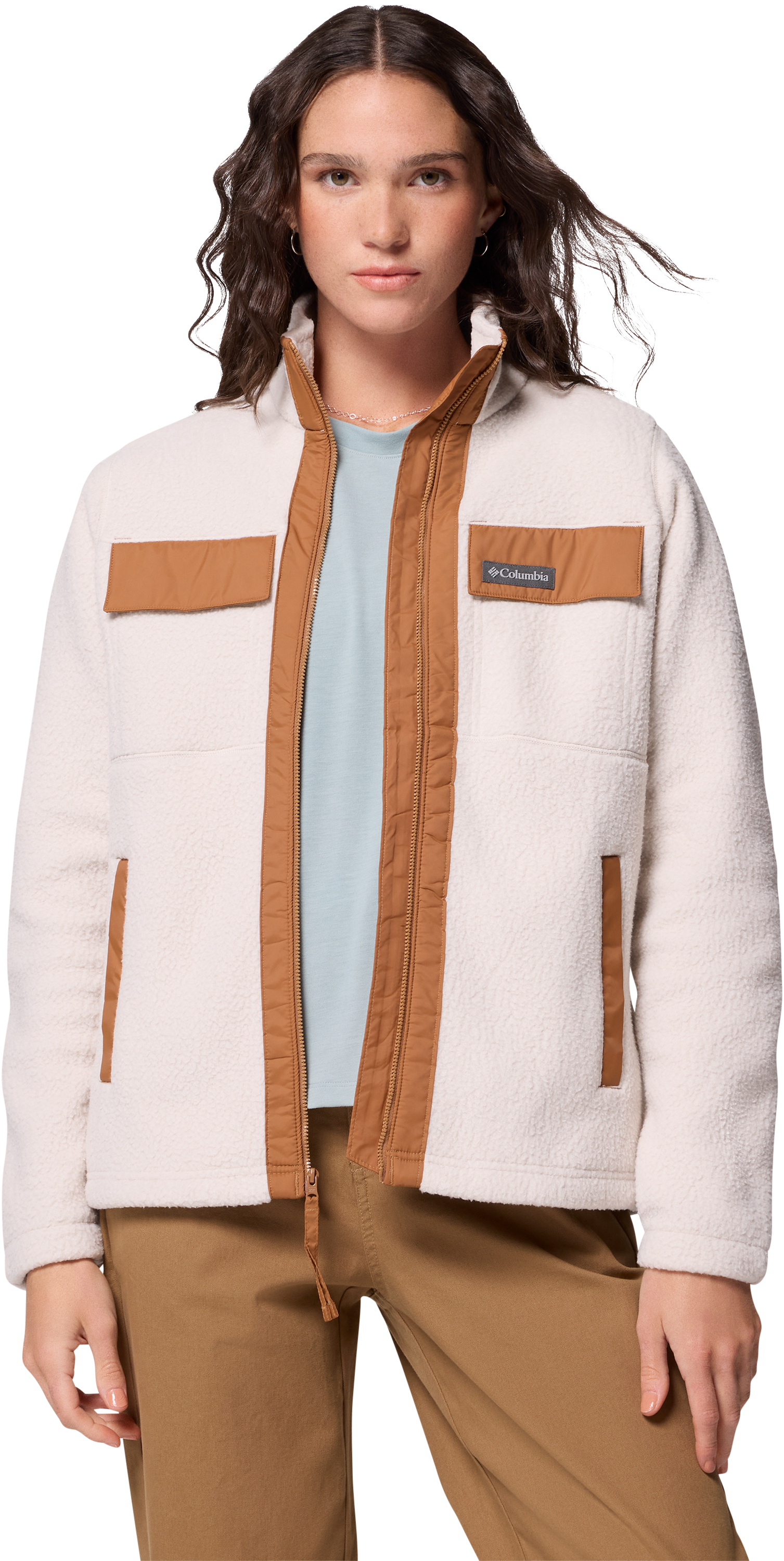 Image of Columbia Juniper Peak Full-Zip Fleece Jacket for Ladies - Dark Stone/Camel Brown - M
