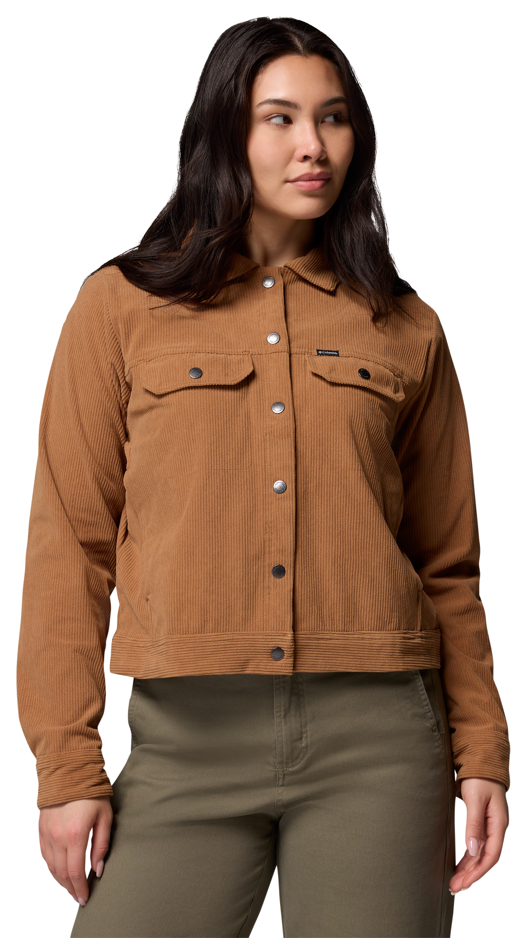 Image of Columbia Blue Point Creek Short Corduroy Shirt Jacket - Camel Brown - M